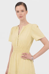 Champagne Cotton Workwear Dress for Women – Cotton Midi Dress
