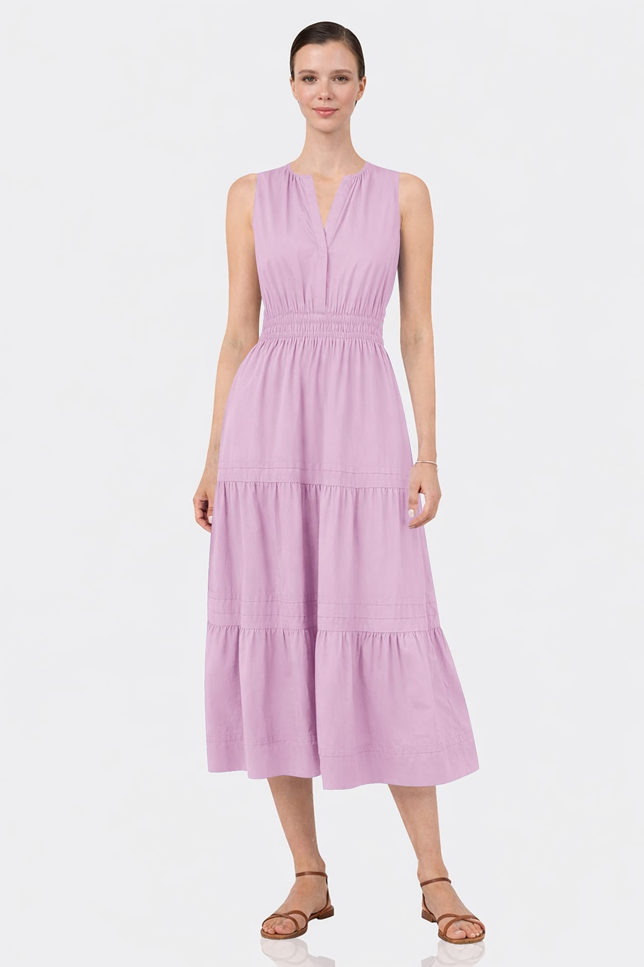 Candy Pink Women's Organic Cotton Midi Dress – Casual Luxury Cotton Dress
