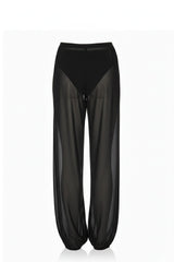 Deep Noir Sheer High Waisted Balloon Pants
