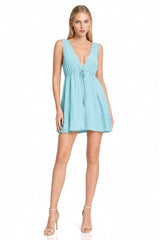 Aqua Blue Plunging V-Neck Dress