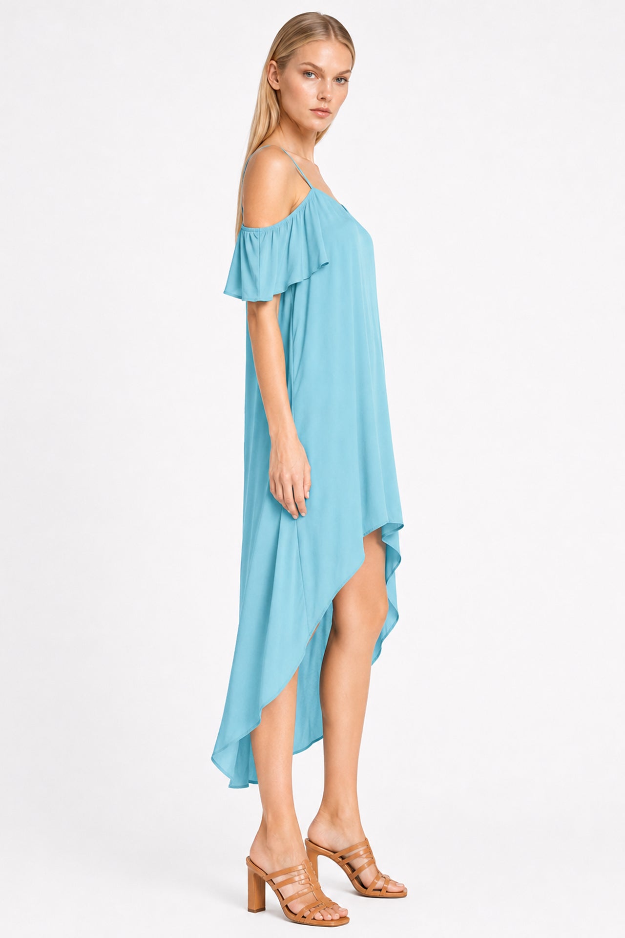 Aqua Blue Open Back Dress