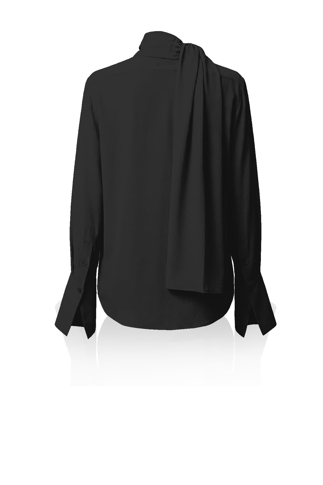 Black  Scarf Tie Satin Blouse