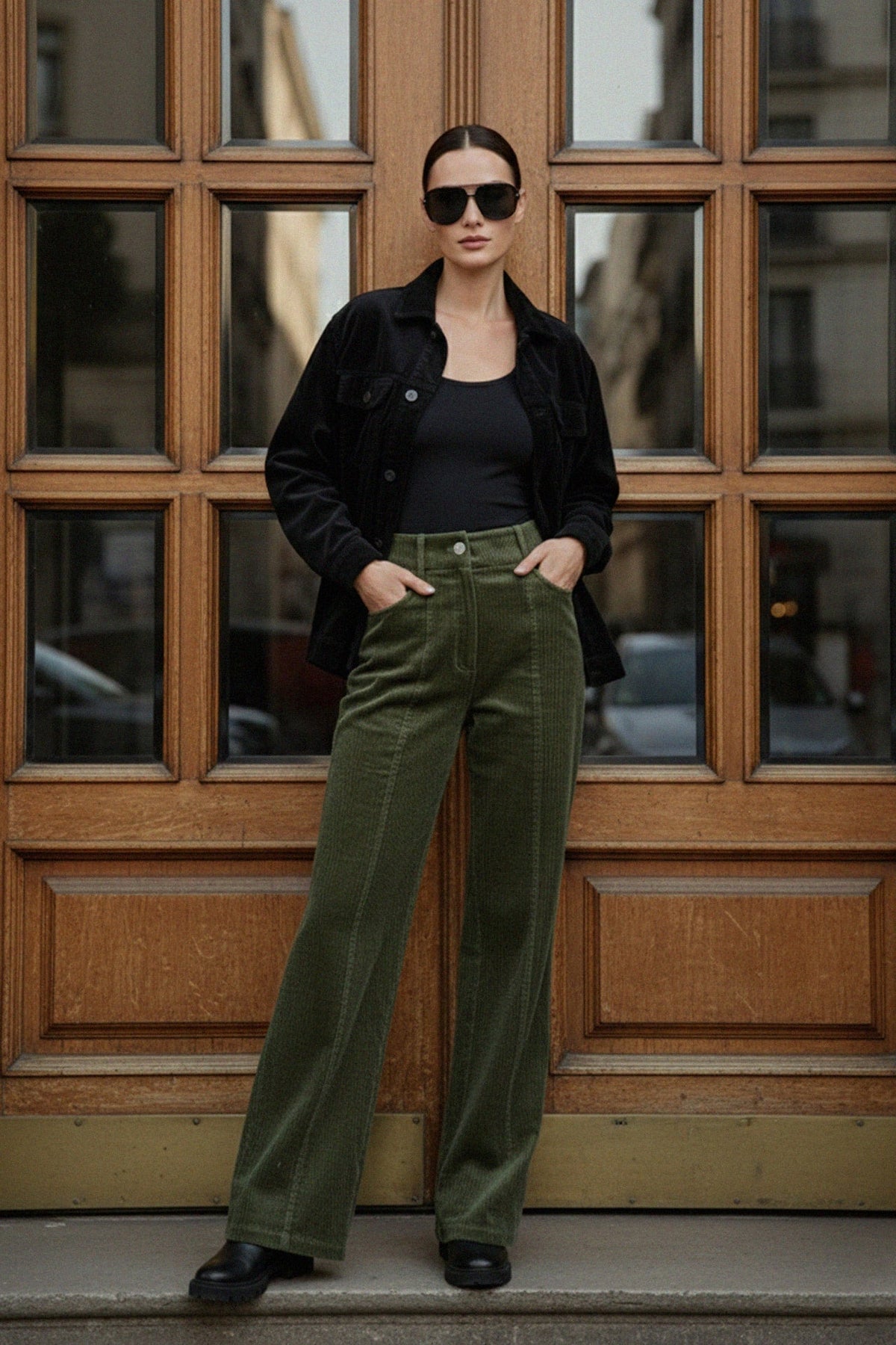 Corduroy Button Down Shirt Top for Women
