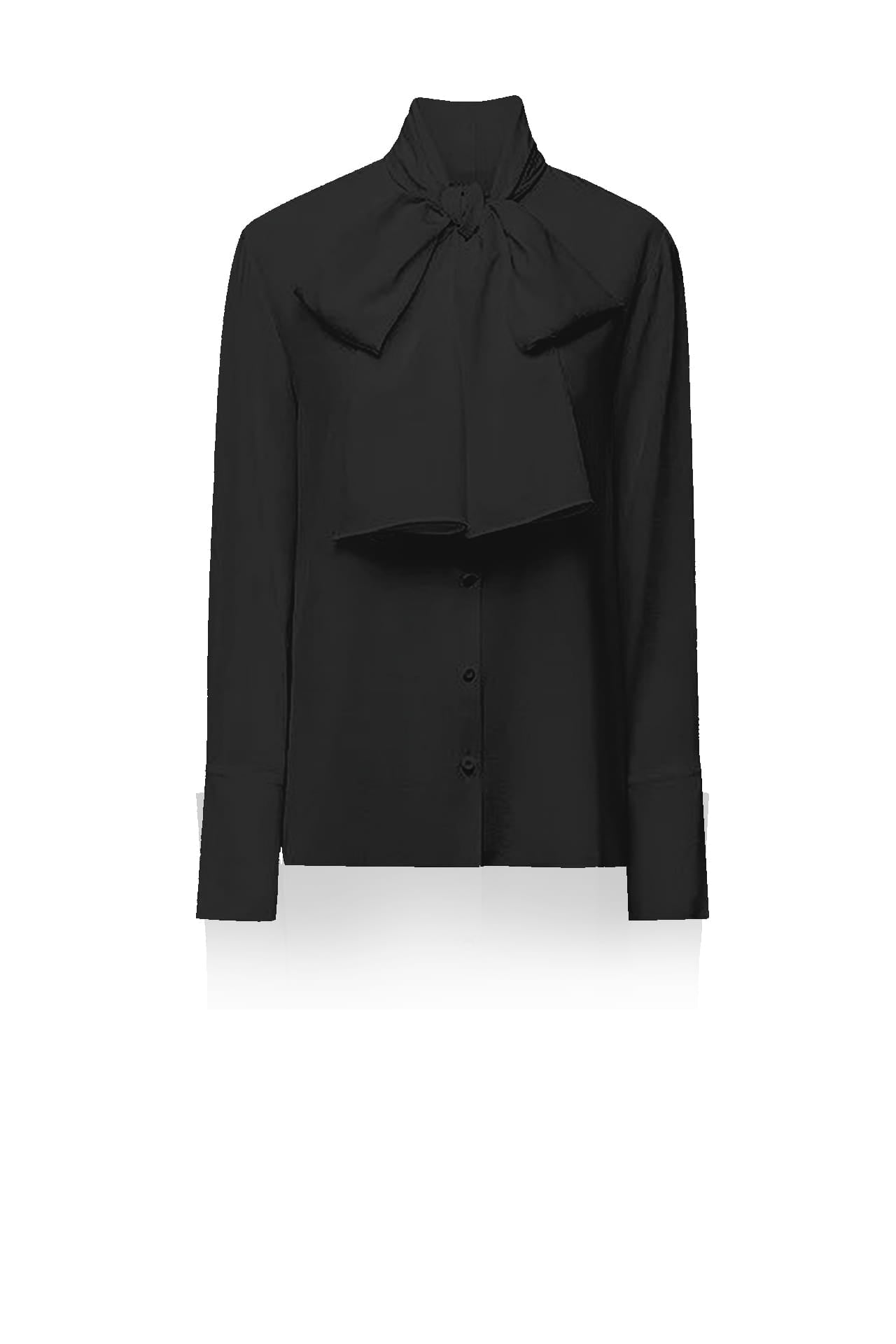Black  Scarf Tie Satin Blouse