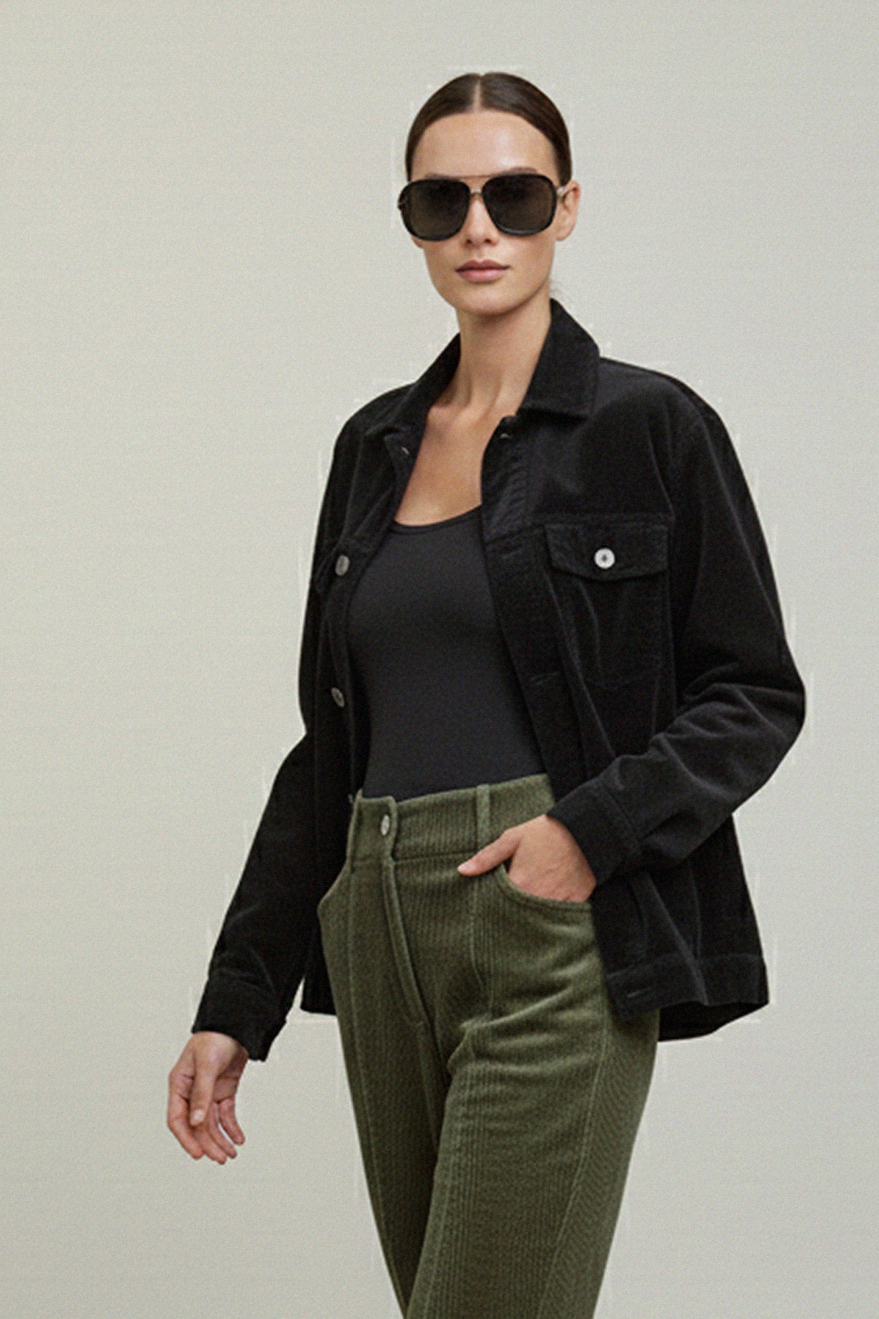 Corduroy Button Down Shirt Top for Women