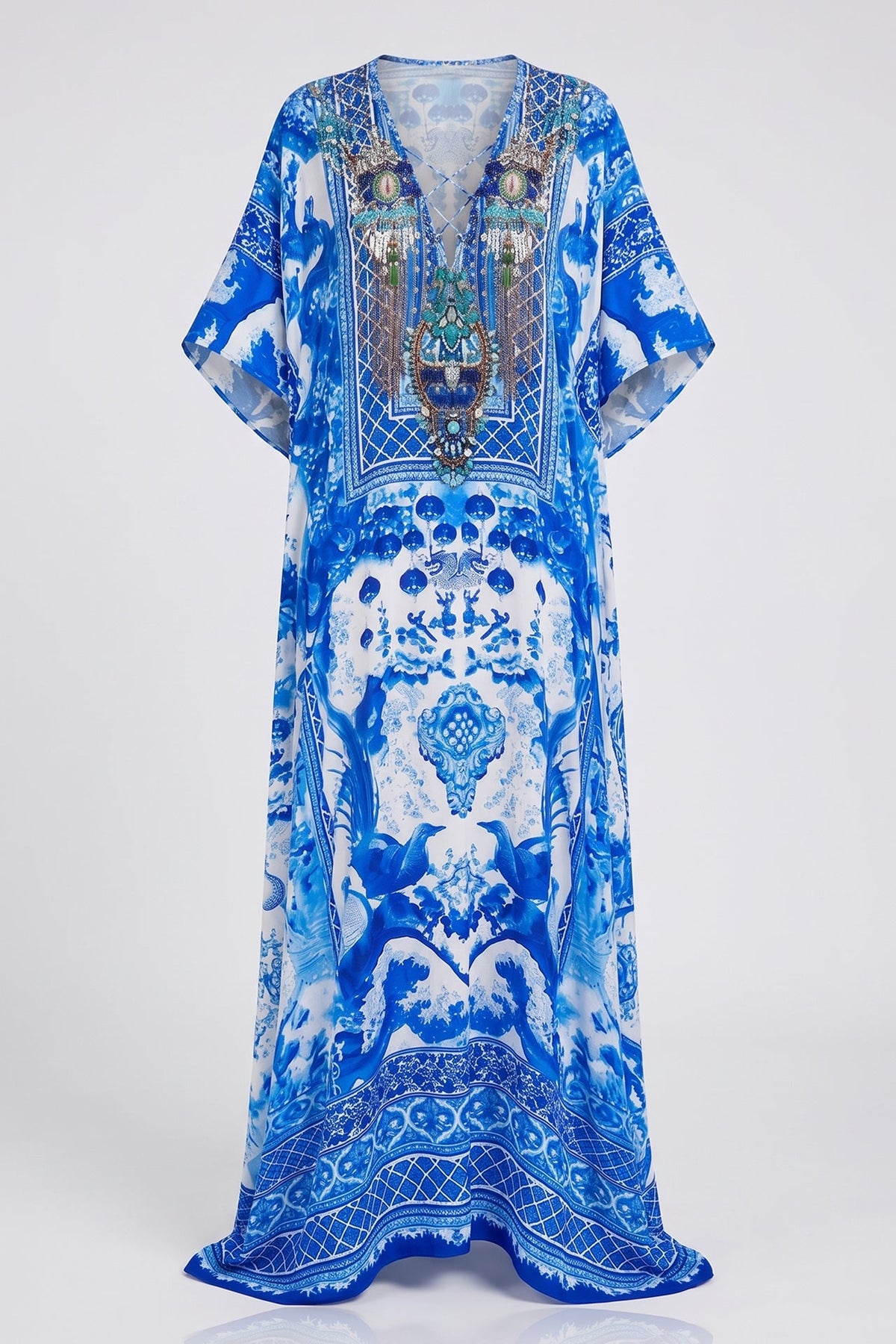 Blue Womens Vacation Wear Kaftans