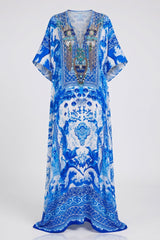 Blue Womens Vacation Wear Kaftans