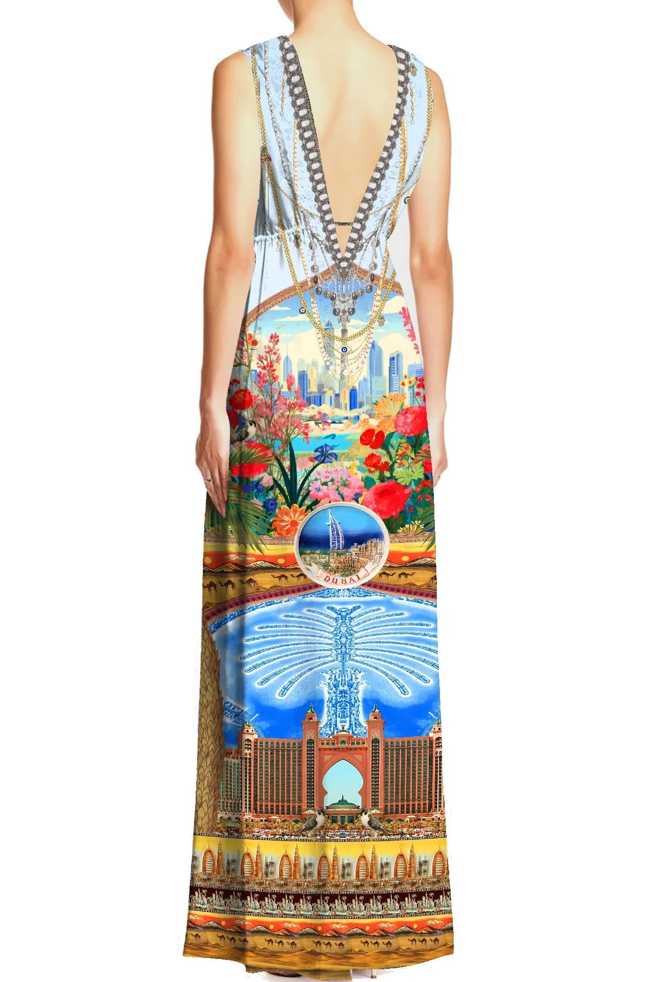 Blue V Neck Maxi Dress