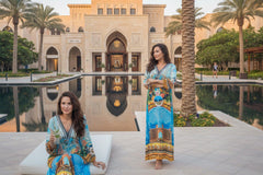 Blue V Neck Long Dress