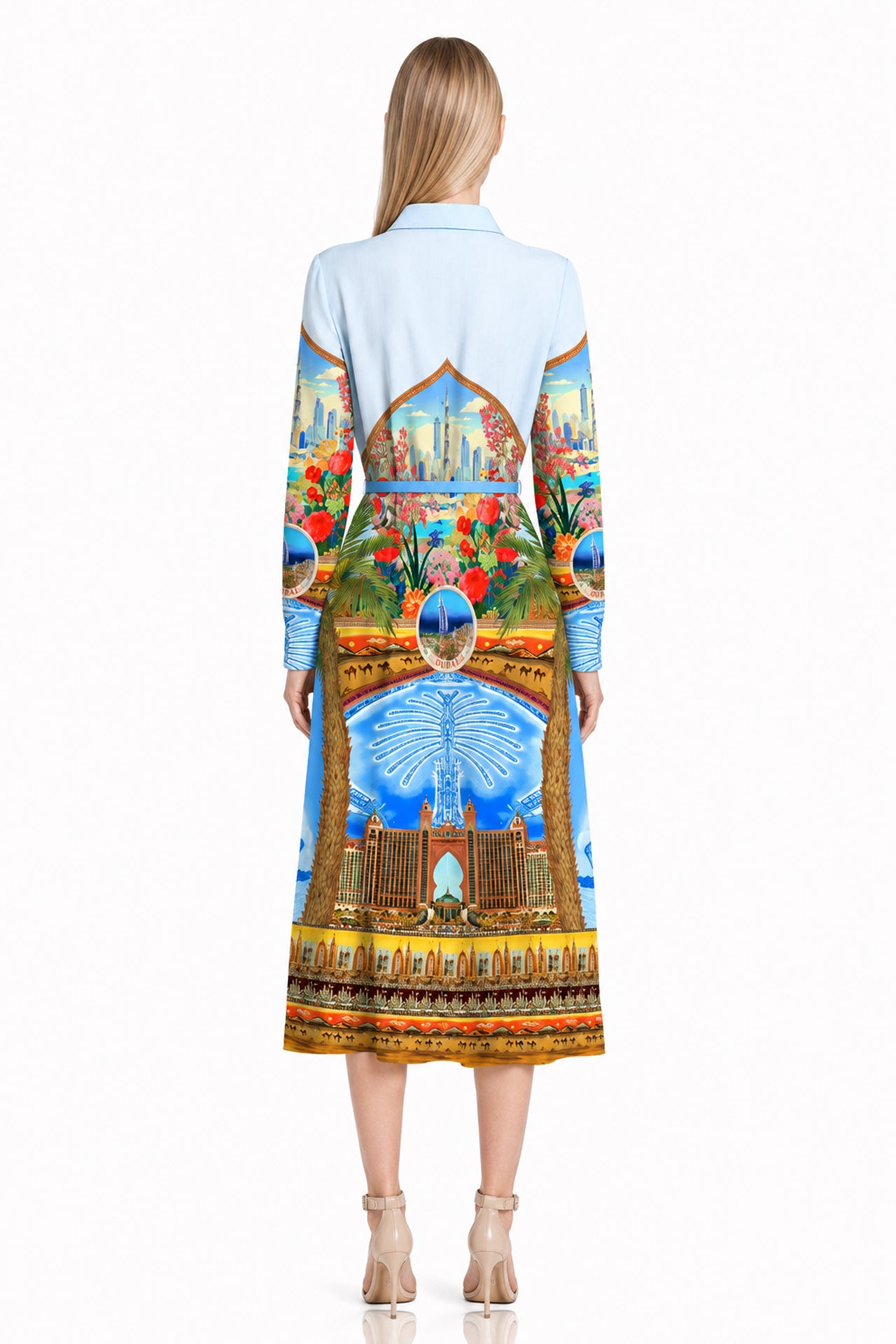 Blue Midi Shirt Dress for Women