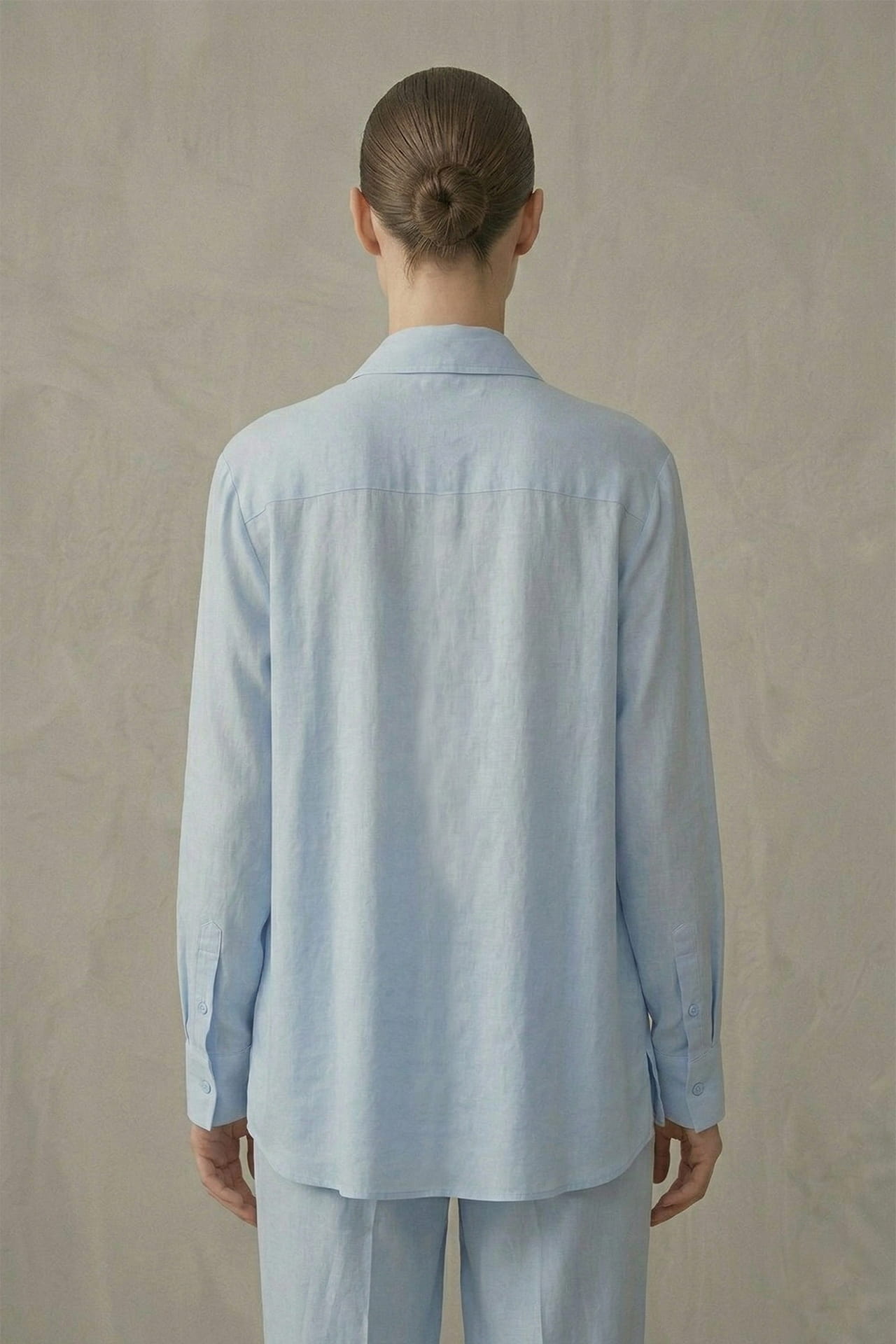 Scarf-Detailed Silk-Georgette Shirt in Powder Blue