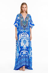 Blue Womens Vacation Wear Kaftans