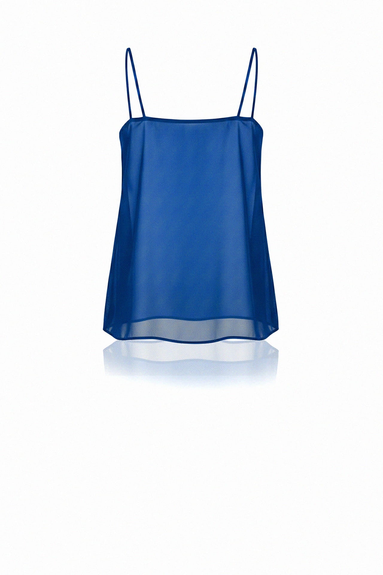 Designer Blue Silk Organza Camisole with Adjustable Straps