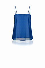 Designer Blue Silk Organza Camisole with Adjustable Straps