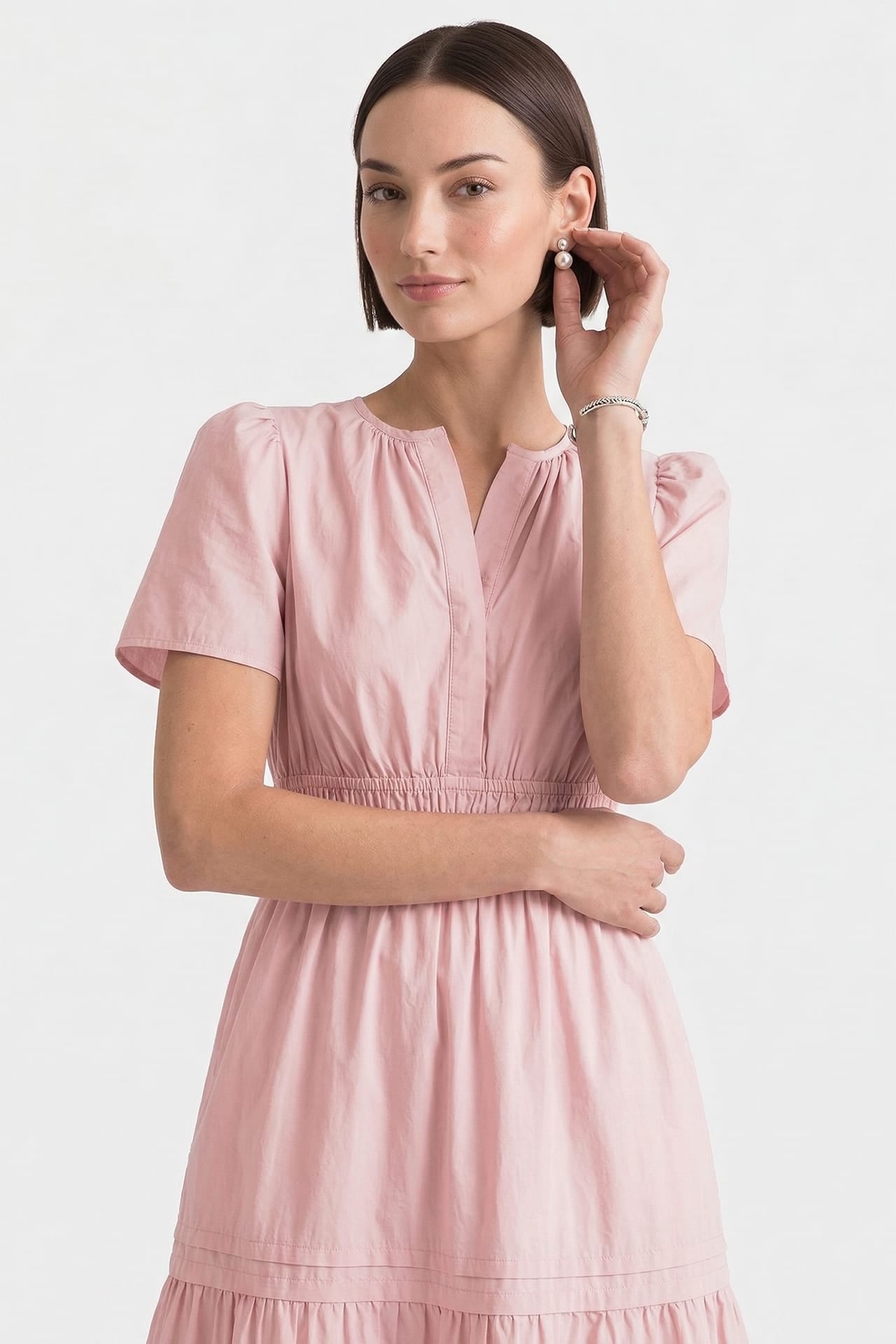 Blush Pink Tiered Cotton Maxi Dress