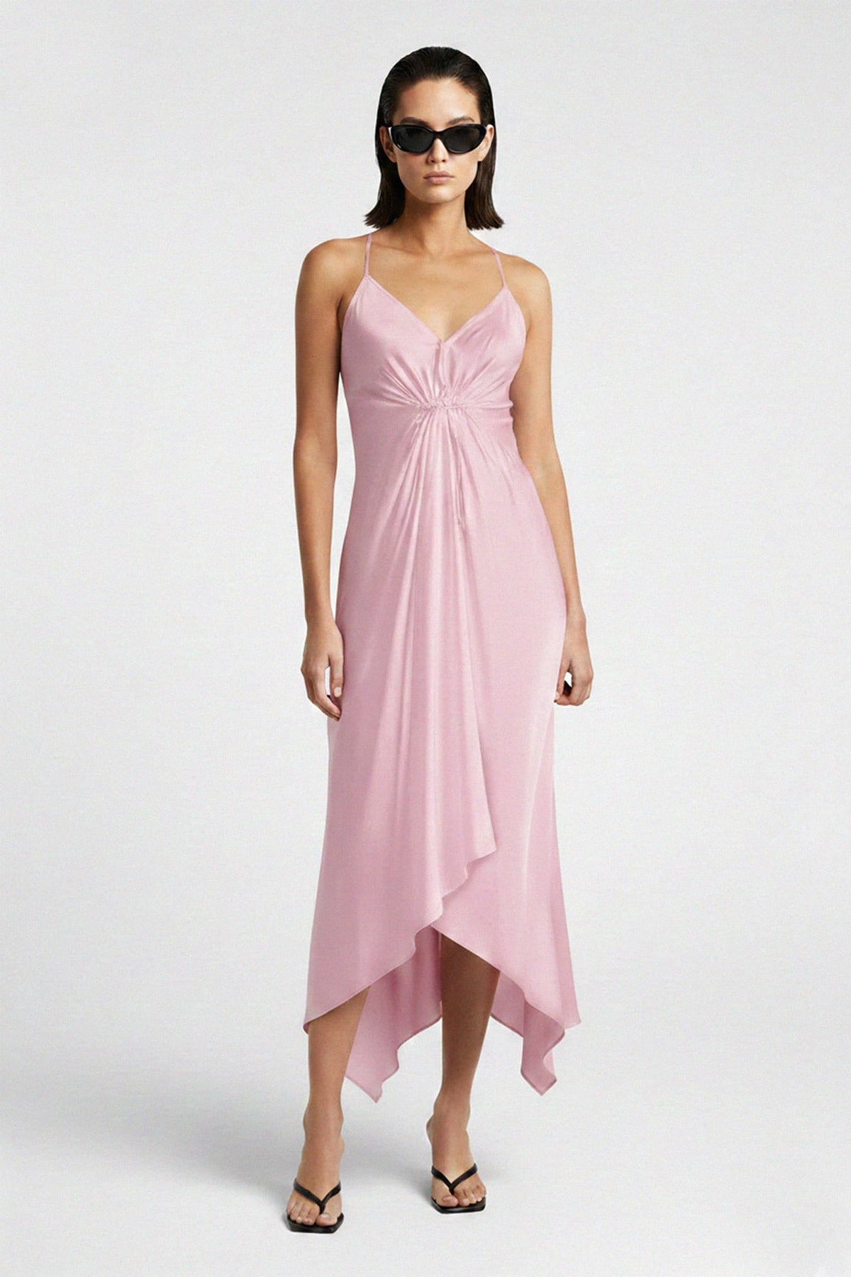 Blush Pink Midi Handkerchief Dress