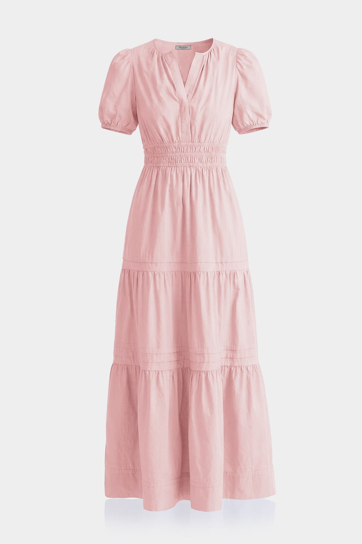Blush Pink Tiered Cotton Maxi Dress