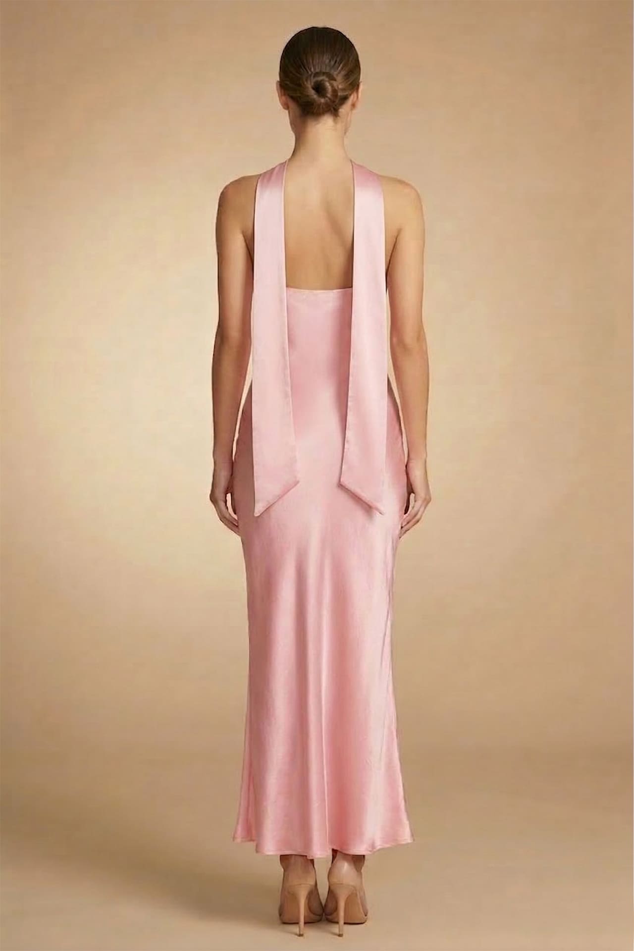 Blush Pink Satin Strapless Dress for Wedding Guest