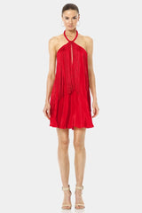 Crimson Red Mini Scarf Dress