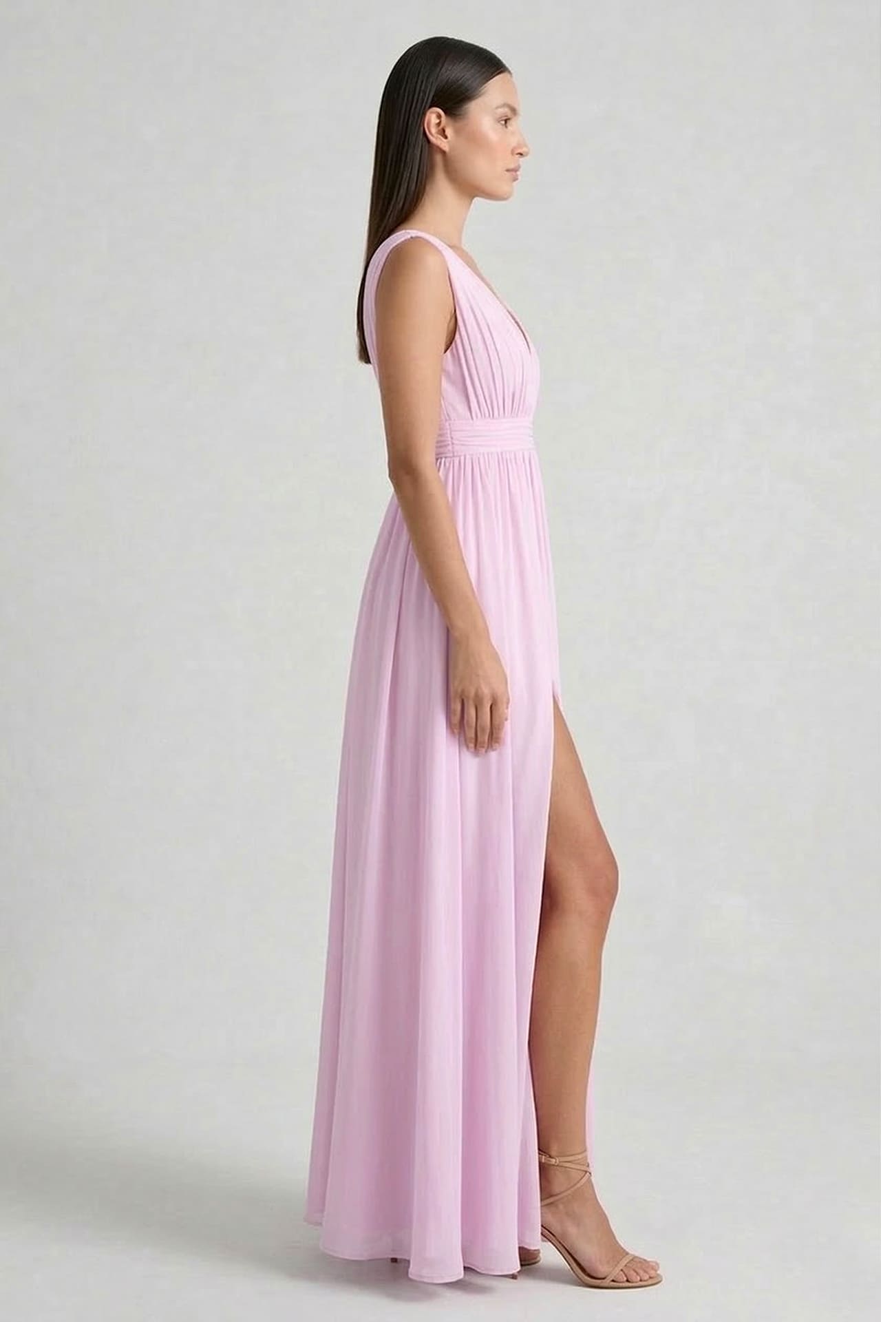 Candy Pink V-Neck Bridesmaid Dress – Bright Elegant Maxi Gown