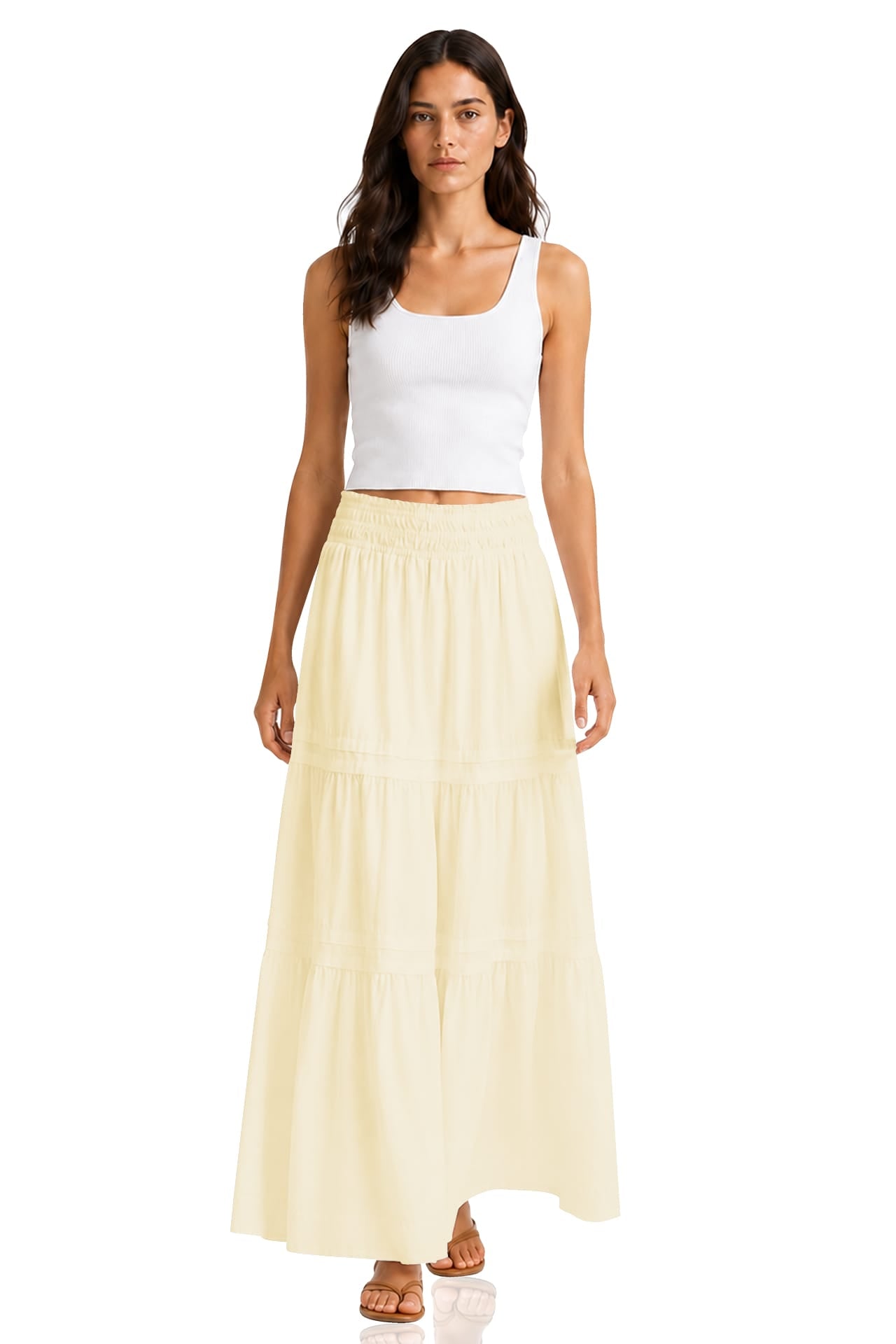 Champagne Everyday Cotton Maxi Skirt for Women – Casual Luxury Skirt