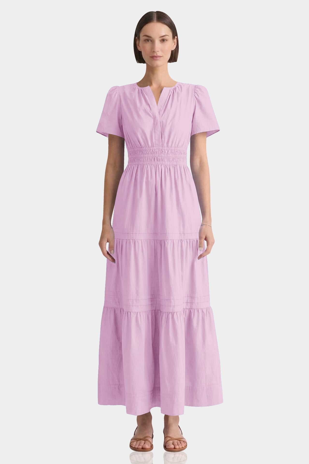 Candy Pink Smocked Waist Cotton Maxi Dress – Daytime Summer Dress