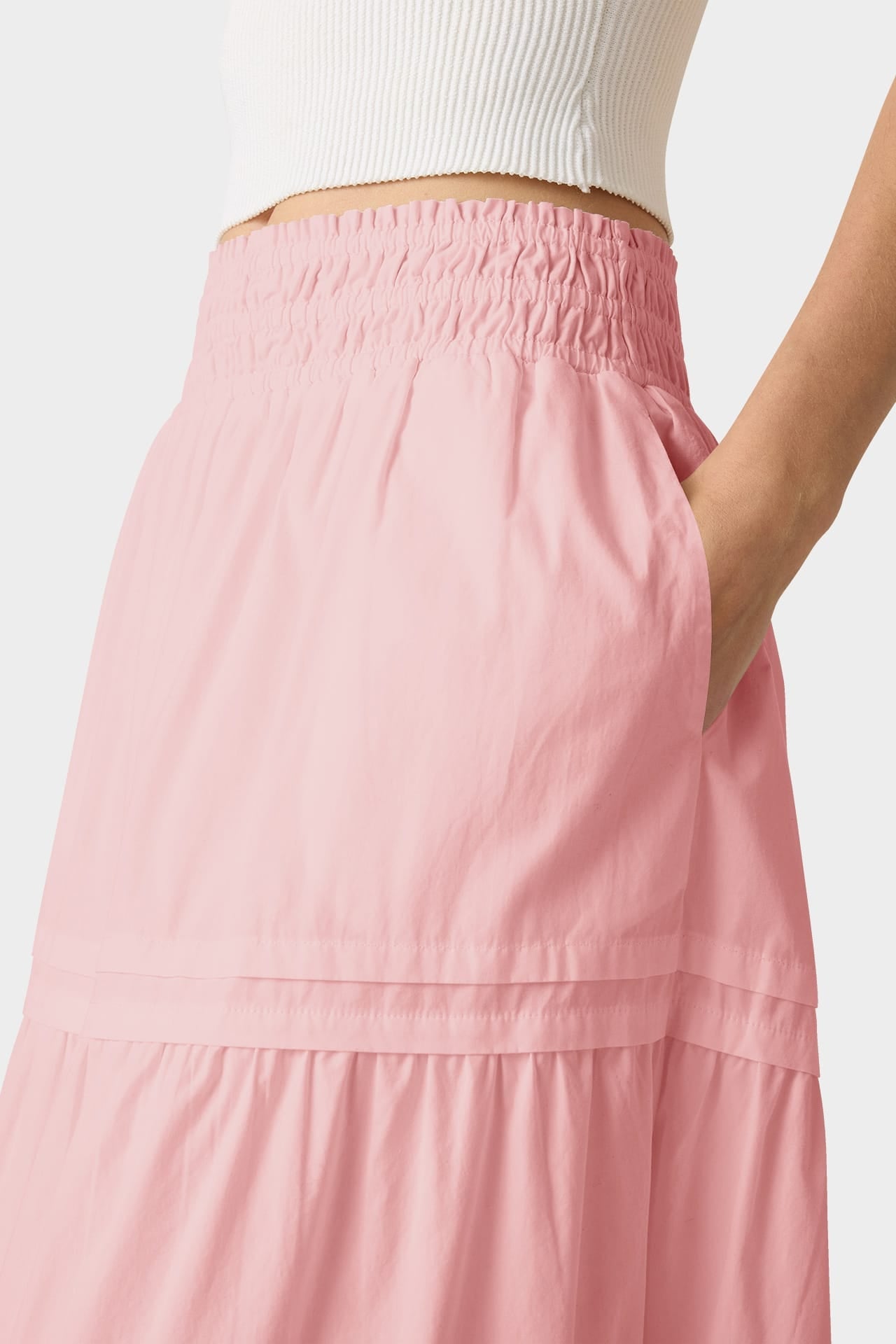 Cotton Blush Pink Tiered Maxi Skirt – Day to Night Summer Skirt
