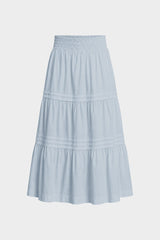 Dusty Blue Flowy Cotton Maxi Skirt with Pockets – Summer Cotton Skirt