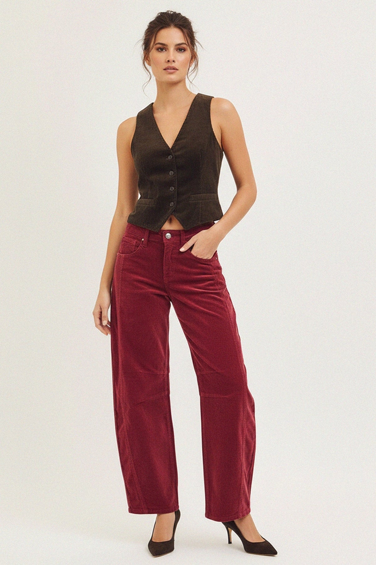 Corduroy Sleeveless Vest for Women
