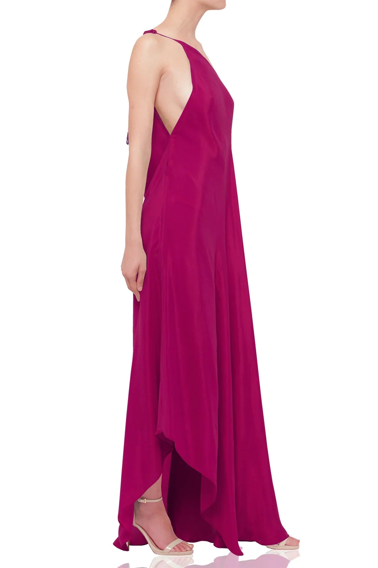 Designer Brown Maxi Handkerchief Dress
