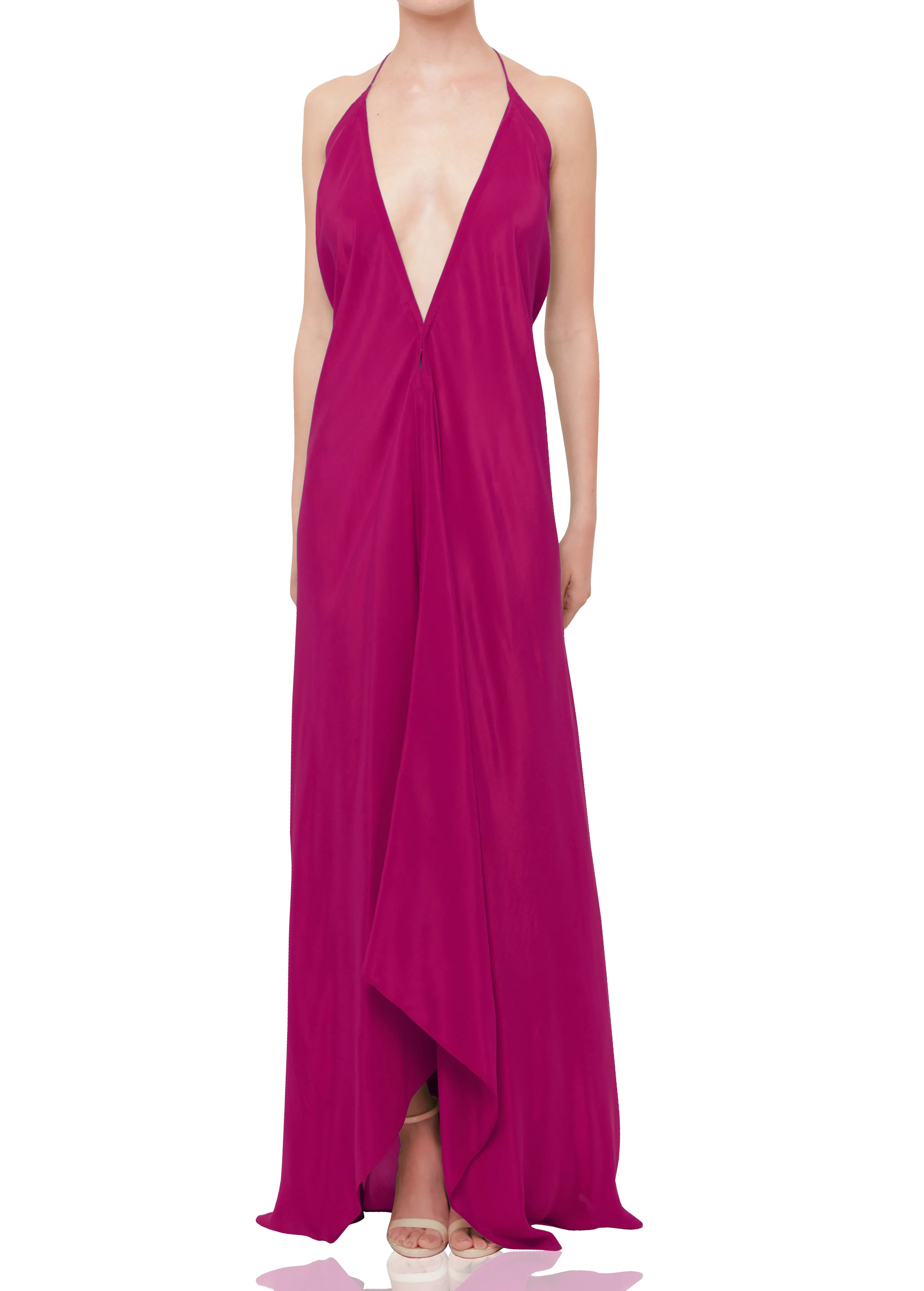 Designer Brown Maxi Handkerchief Dress
