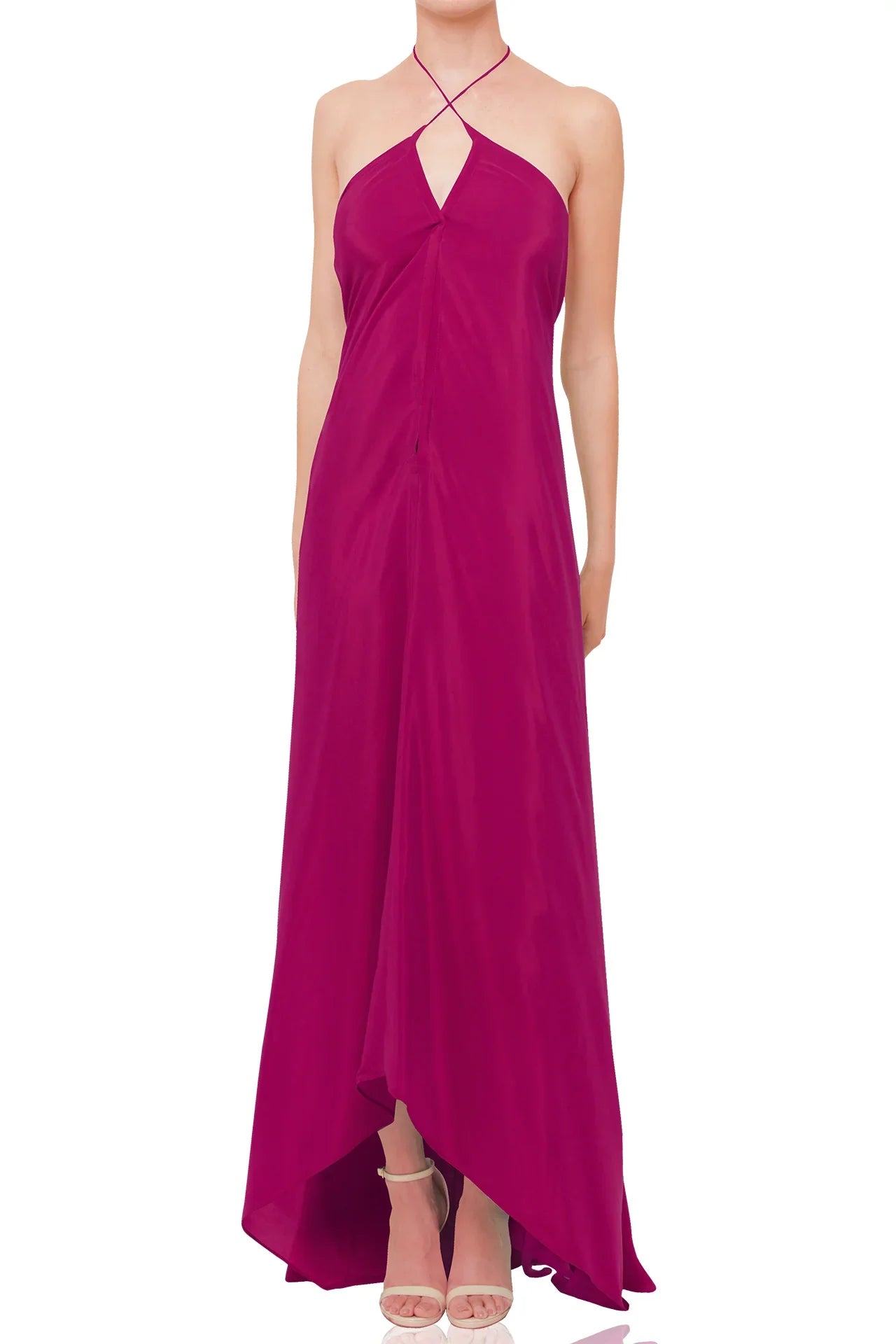 Designer Brown Maxi Handkerchief Dress