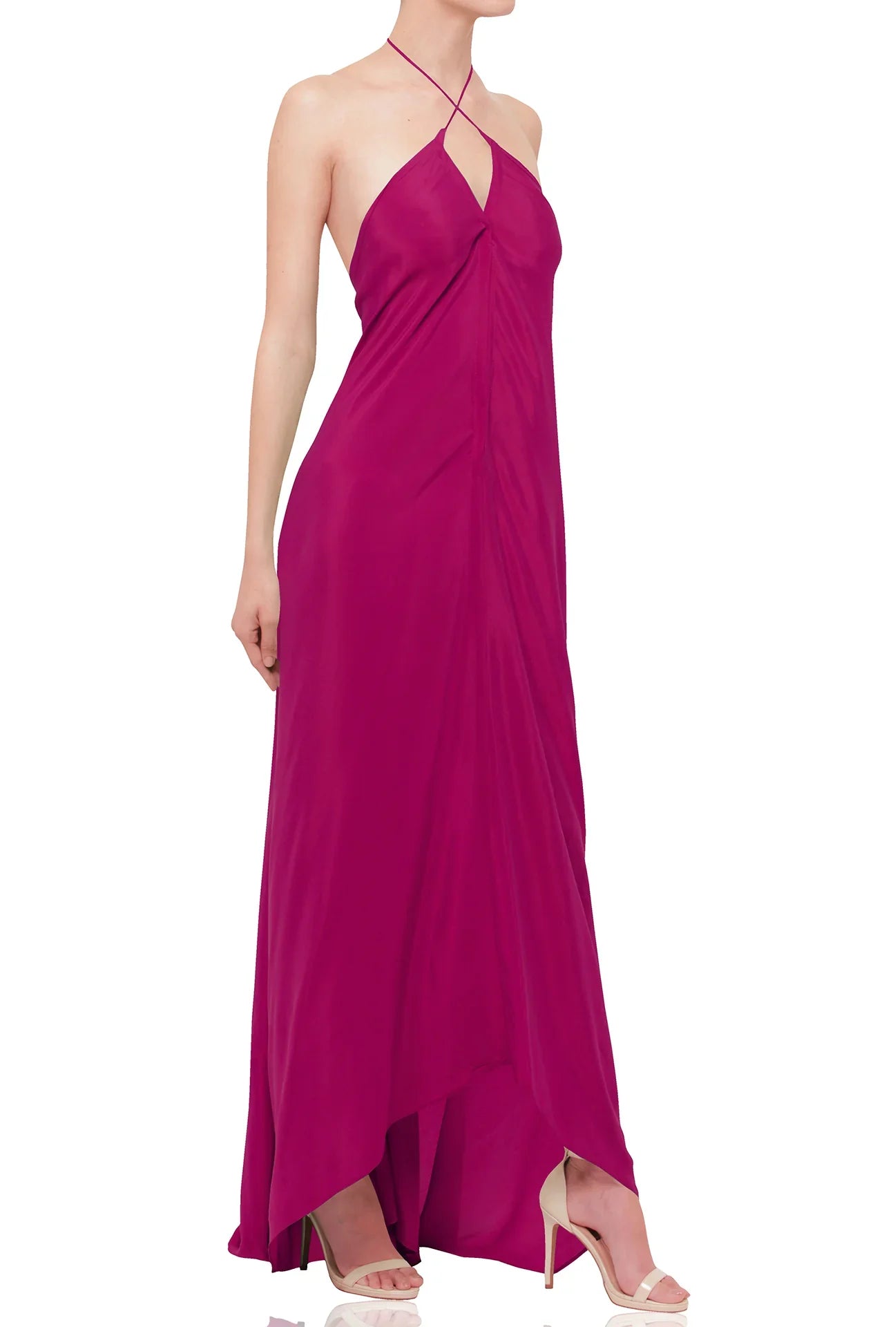 Designer Brown Maxi Handkerchief Dress
