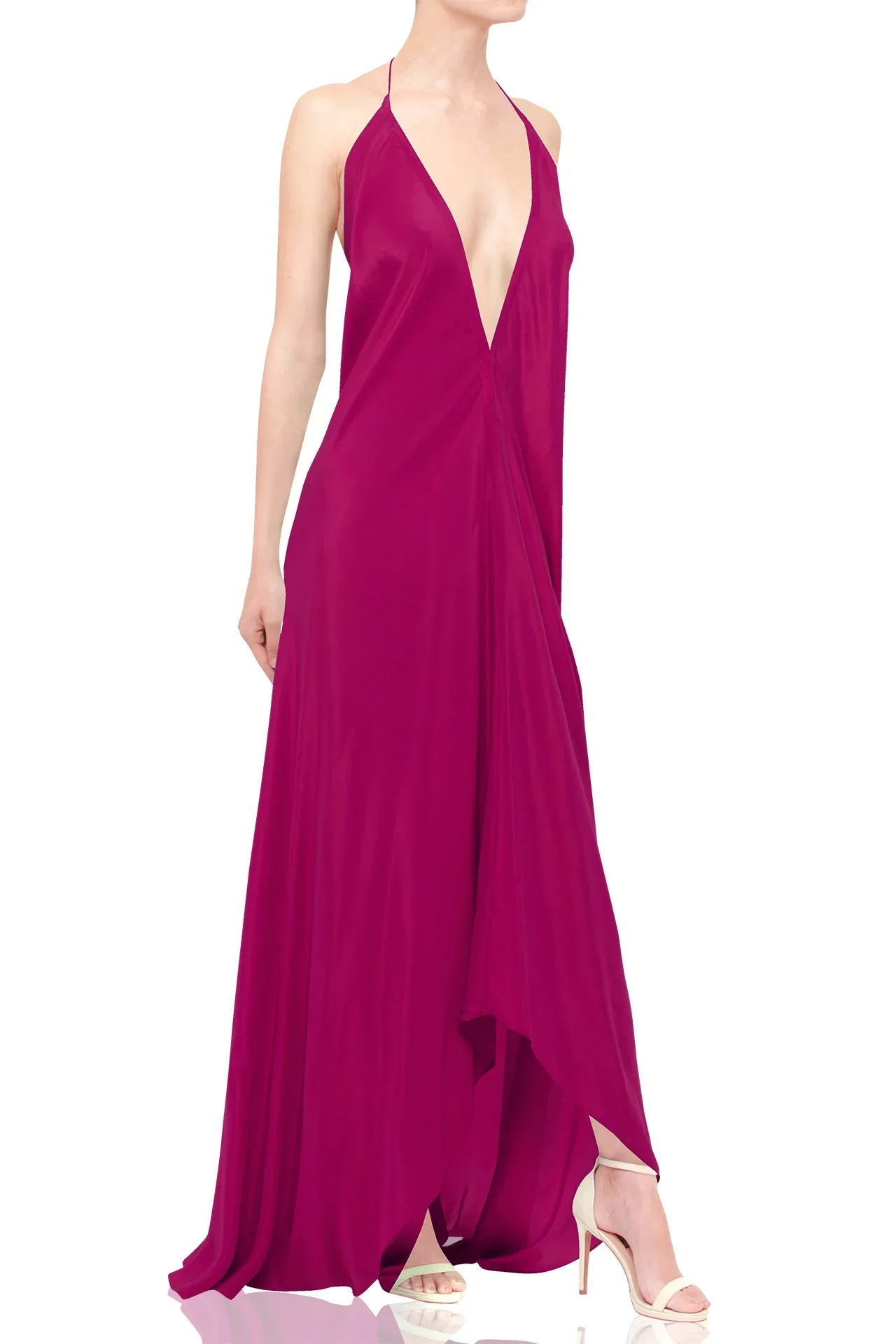 Designer Brown Maxi Handkerchief Dress