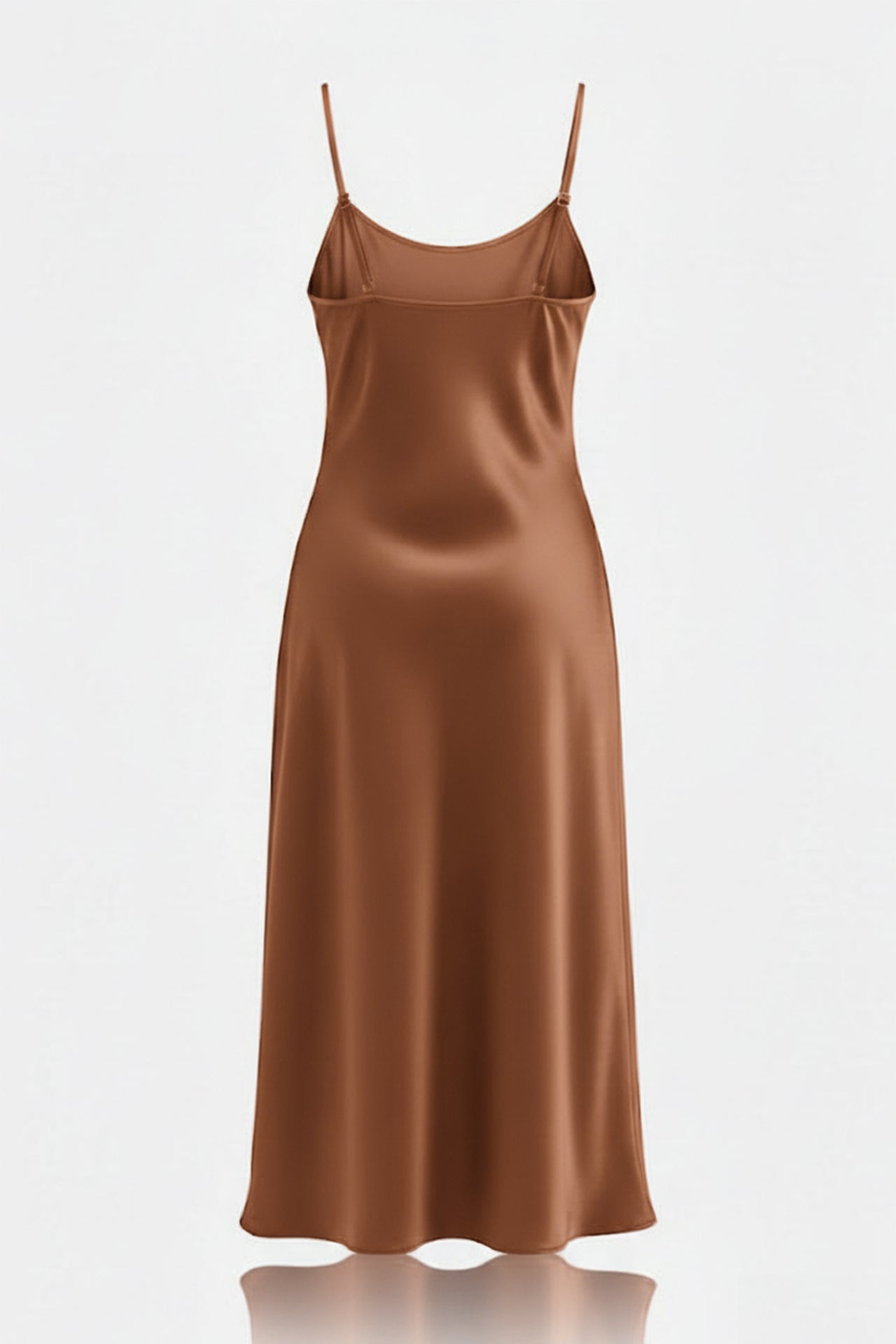 Chocolate Brown Satin Slip Dress – Luxury Brown Satin Midi Dress