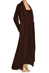Brown Long Sleeve Wrap Dress