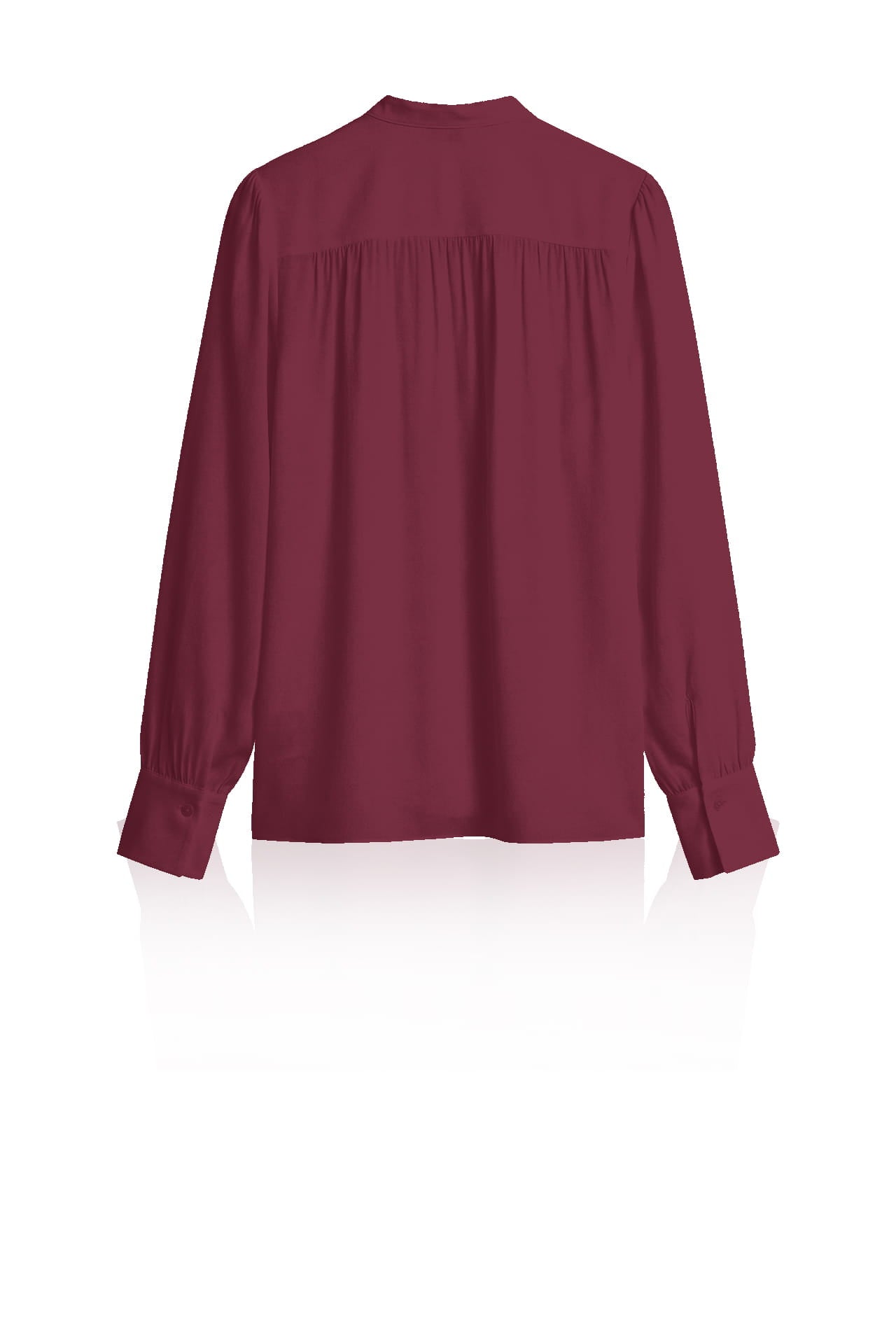 Burgundy Satin Scarf Tie-Neck Blouse