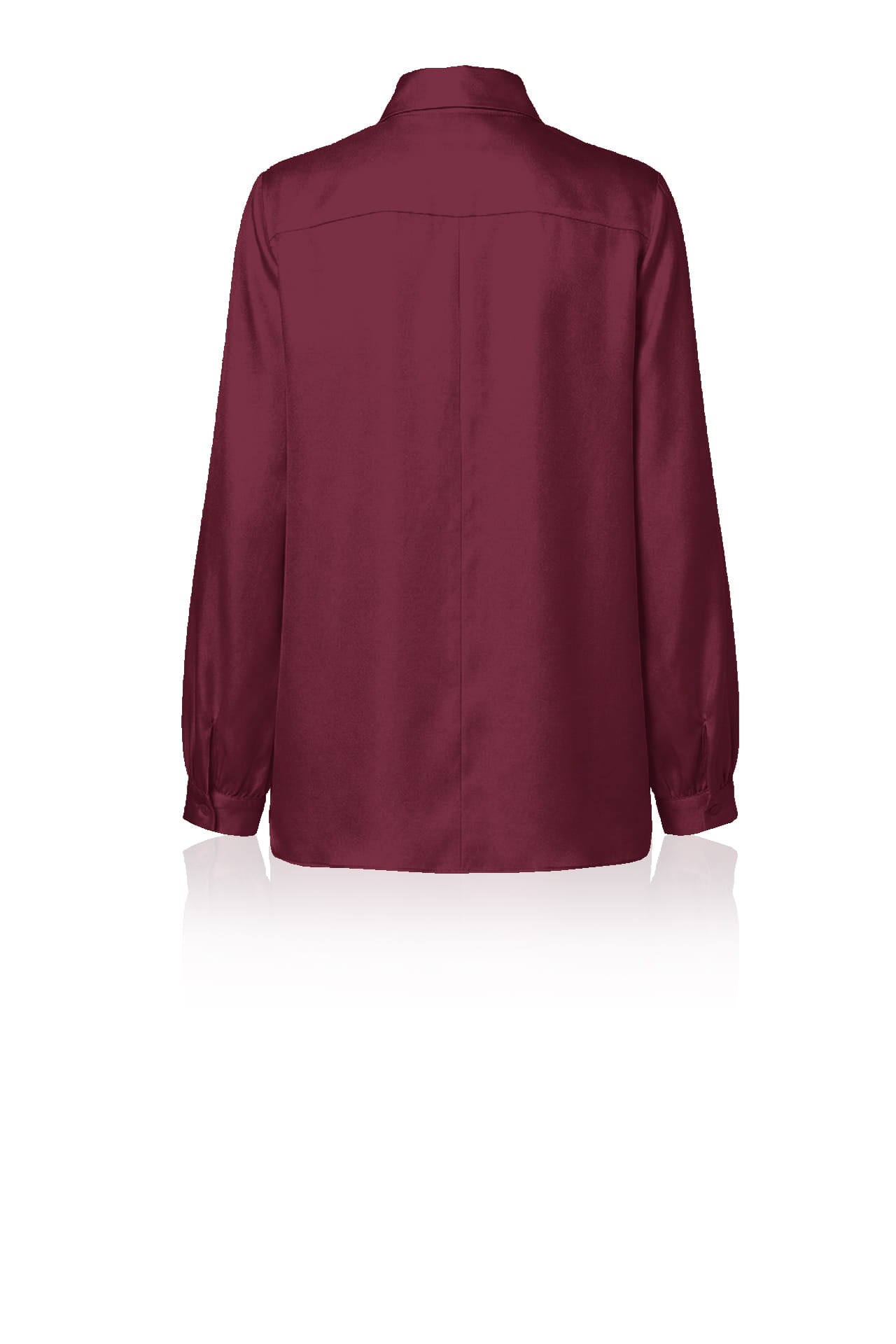 Burgundy Scarf Tie Neck Silk Twill Blouse