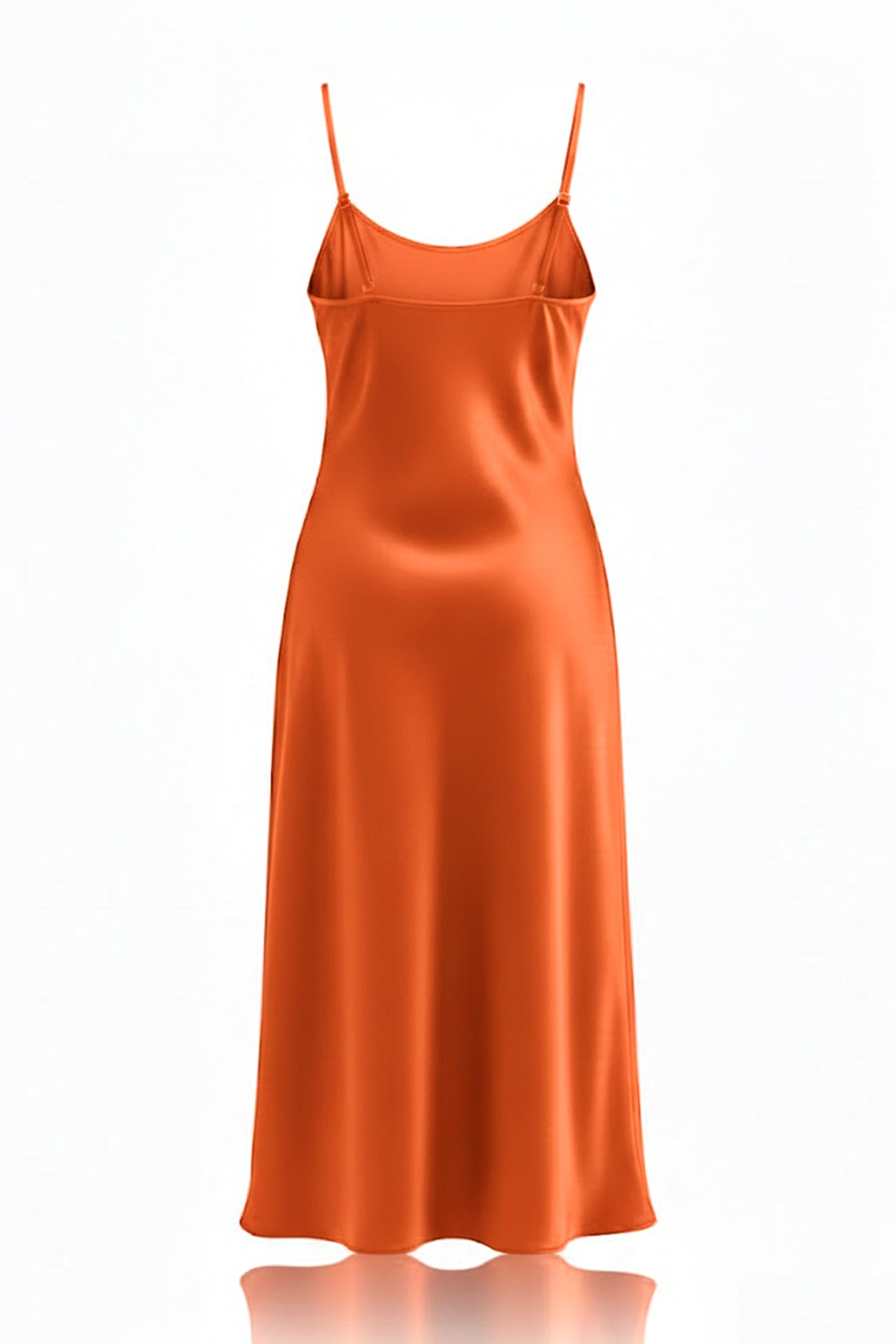 Burnt Orange Bias Cut Satin Summer Dress – Luxury Satin Slip Midi