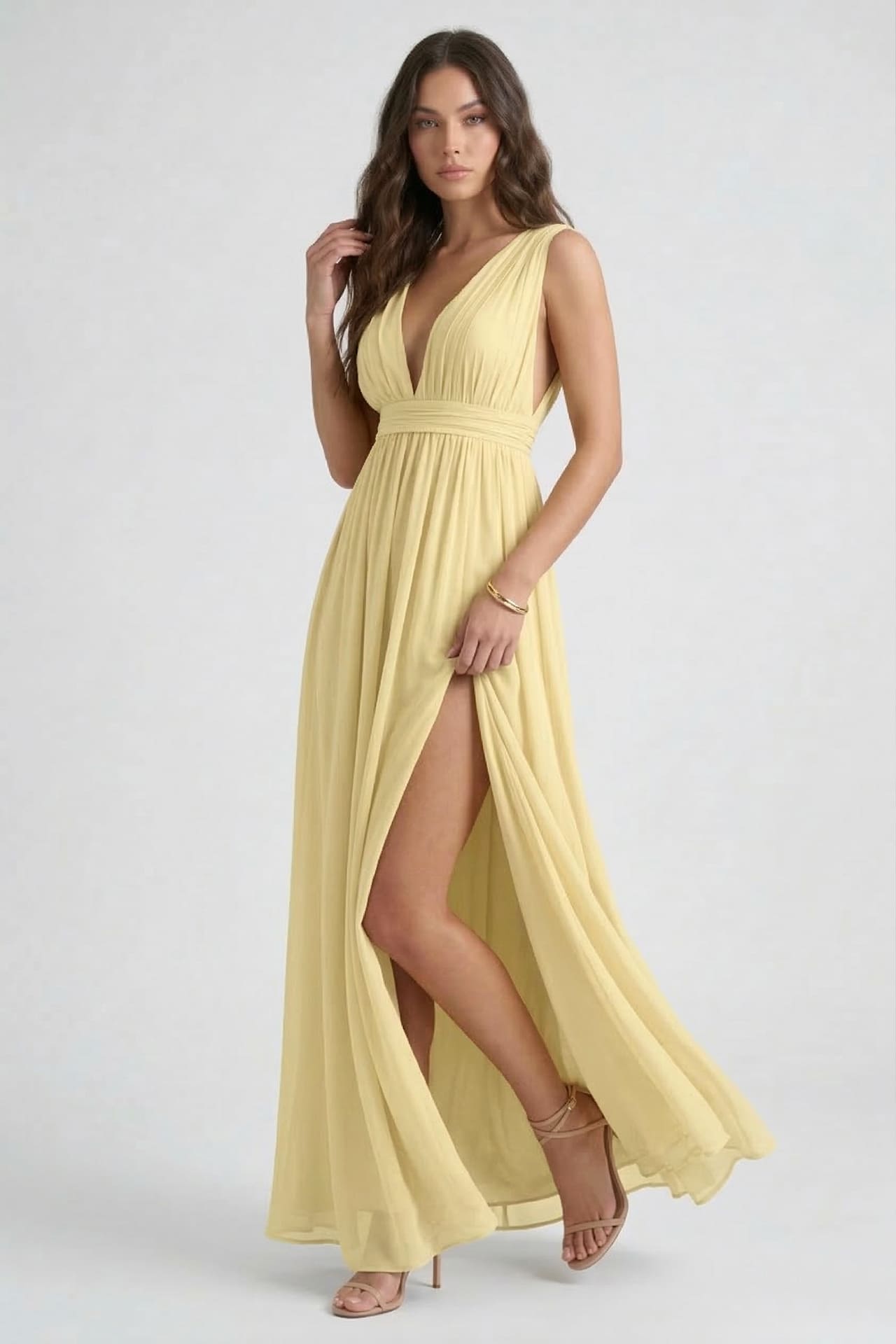 Butter Yellow Heaven Lightweight Chiffon Maxi Dress by Shahsi