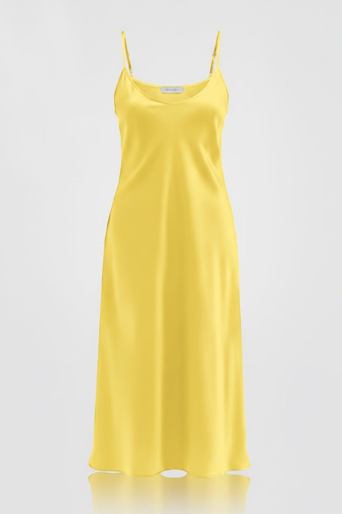 Butter Yellow Satin Slip Dress – Luxury Yellow Satin Midi Dress