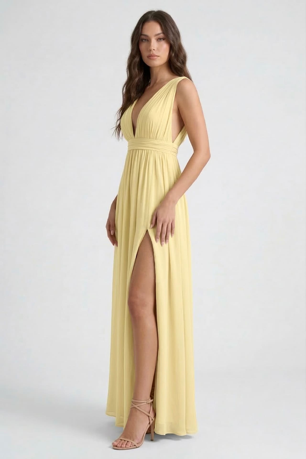 Butter Yellow Heaven Lightweight Chiffon Maxi Dress by Shahsi