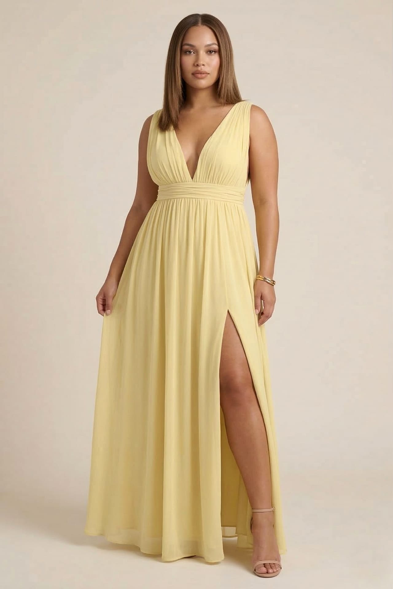 Butter Yellow Heaven Lightweight Chiffon Maxi Dress by Shahsi