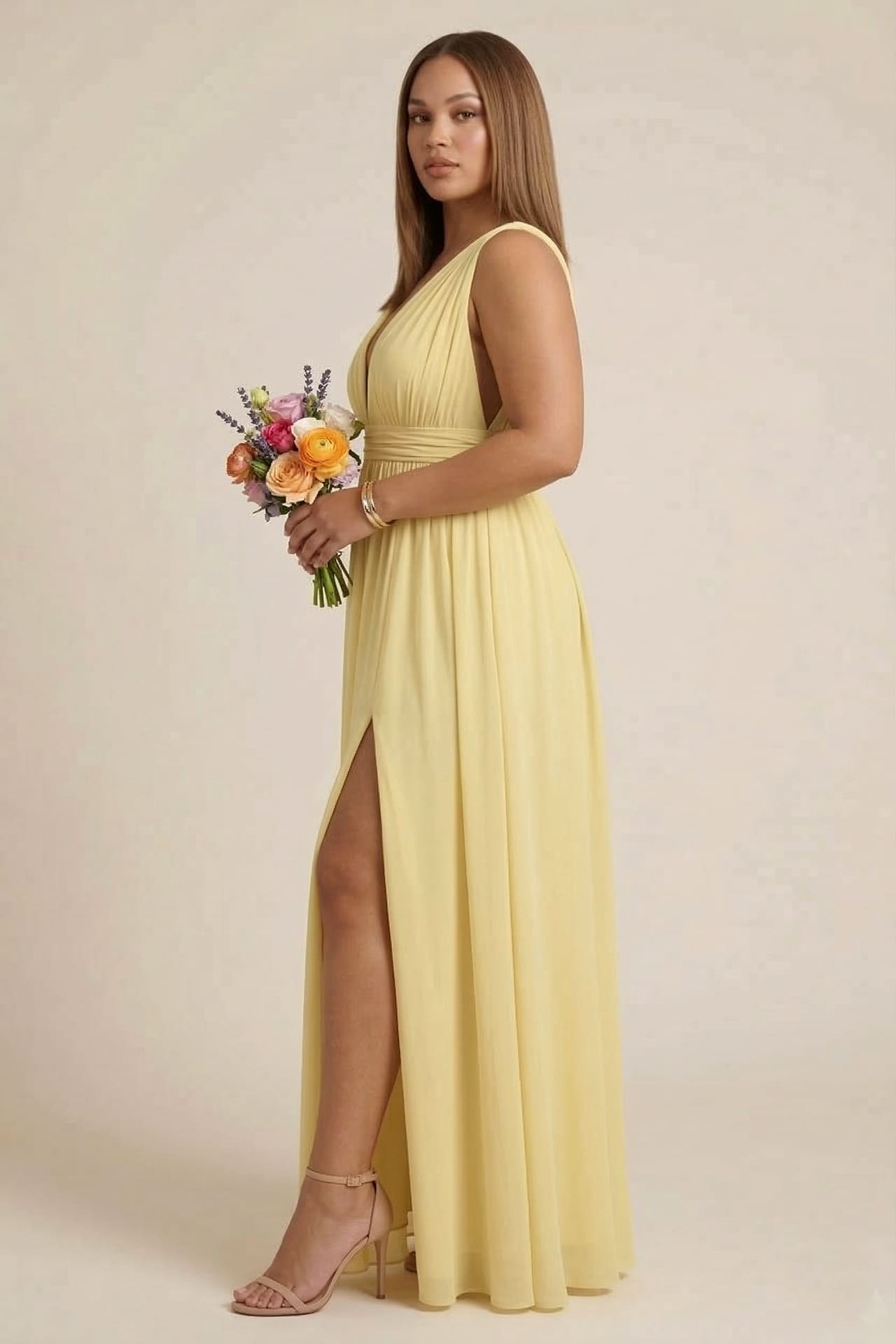 Butter Yellow Heaven Lightweight Chiffon Maxi Dress by Shahsi