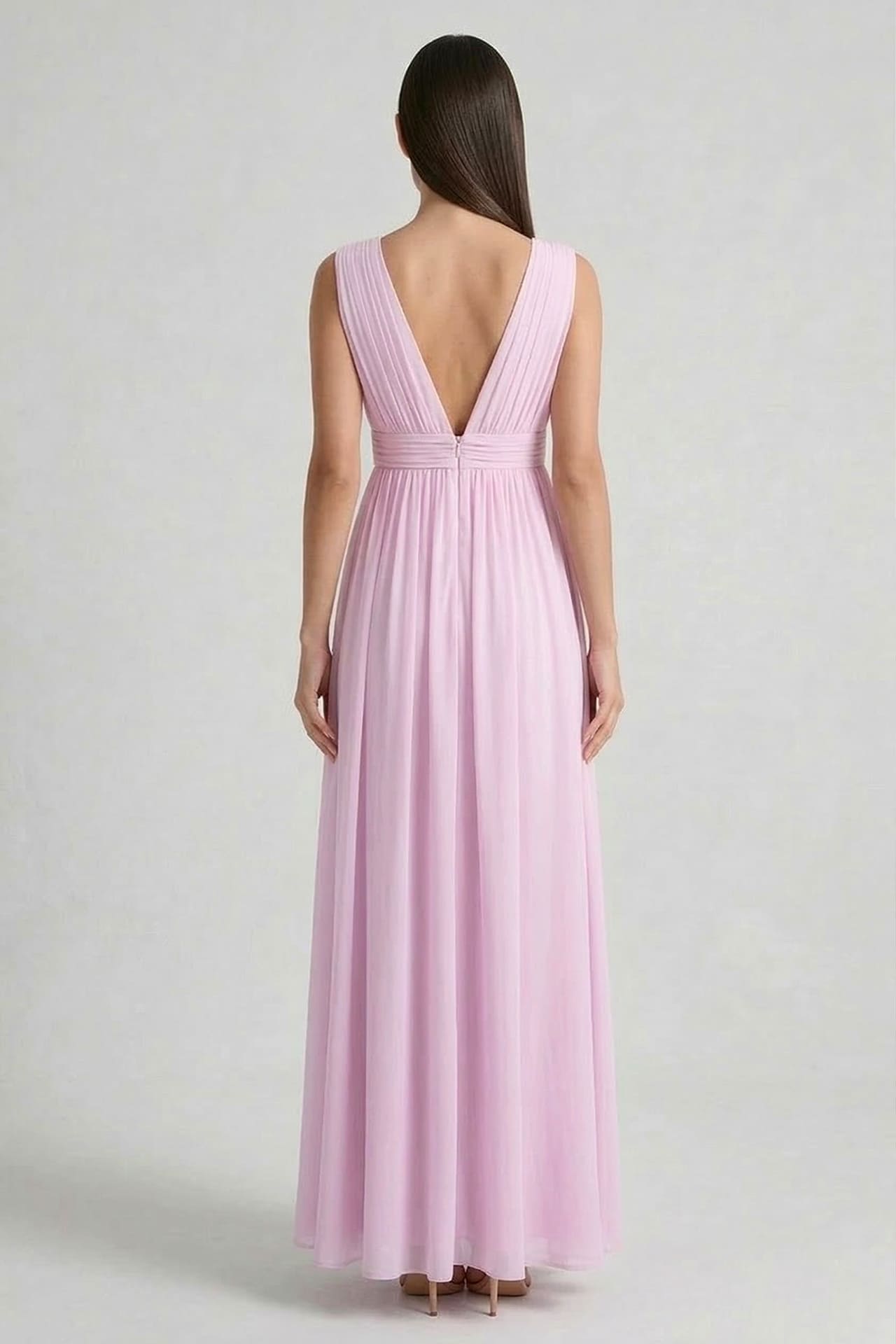 Candy Pink V-Neck Bridesmaid Dress – Bright Elegant Maxi Gown