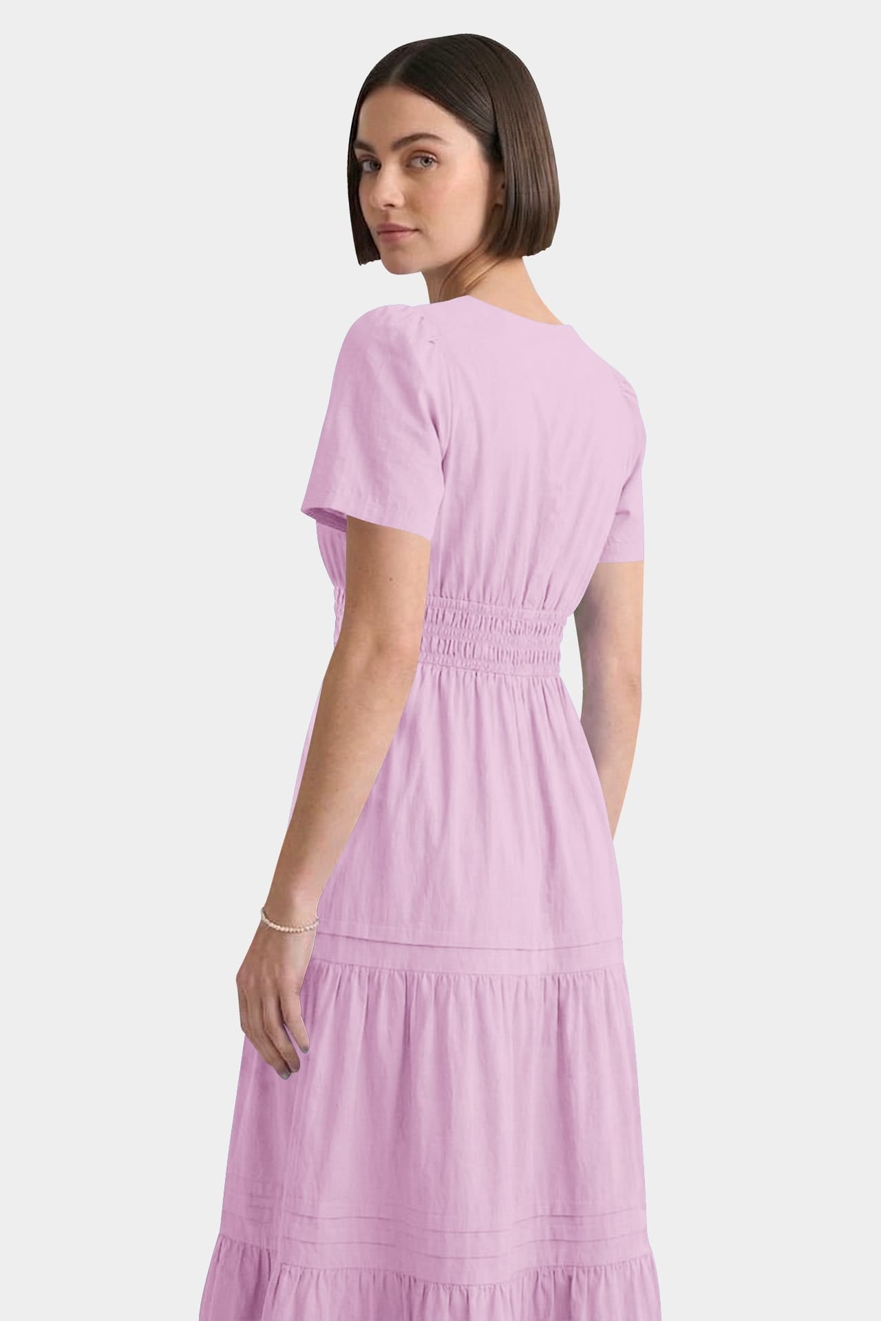 Candy Pink Smocked Waist Cotton Maxi Dress – Daytime Summer Dress
