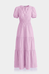 Candy Pink Smocked Waist Cotton Maxi Dress – Daytime Summer Dress