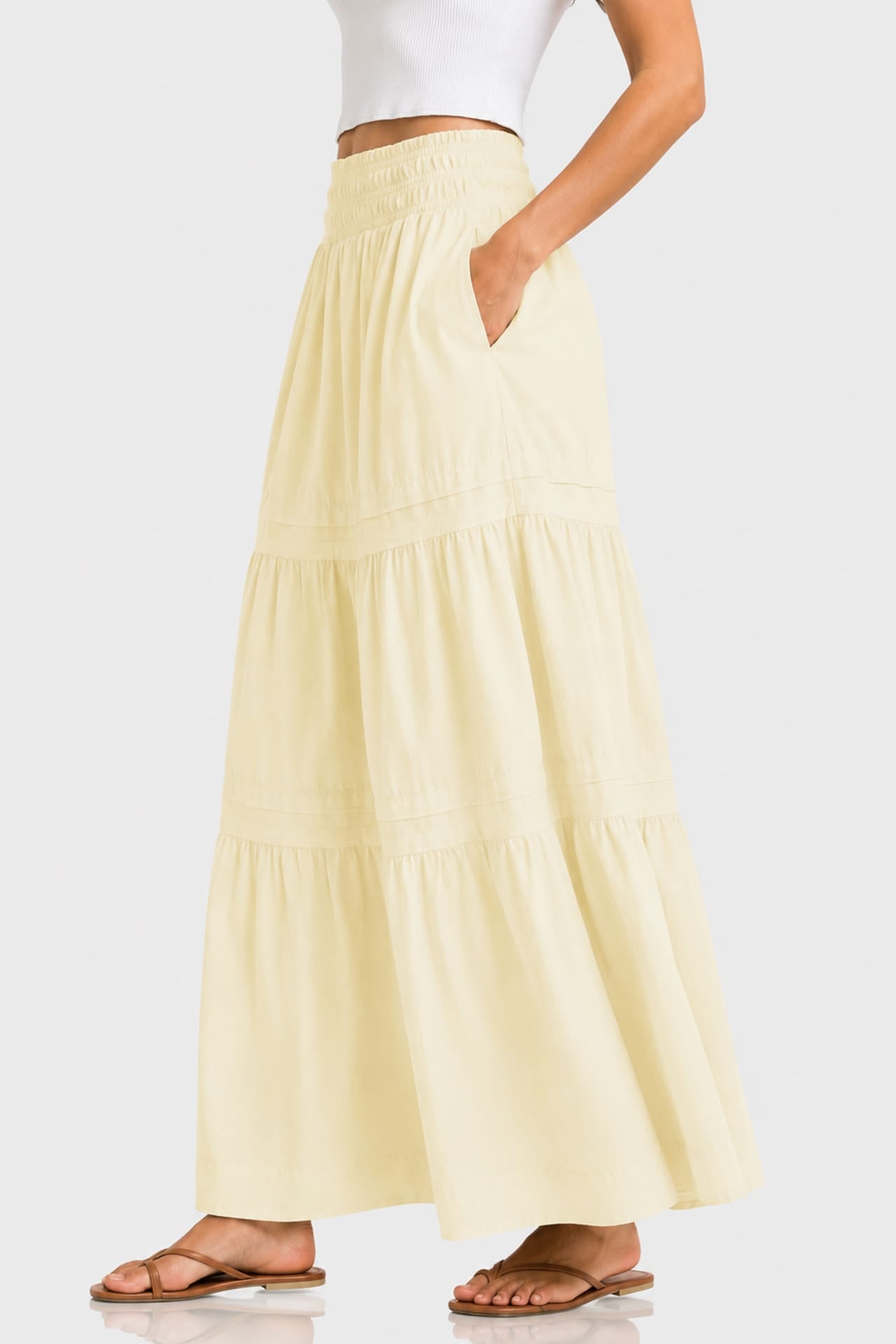 Champagne Everyday Cotton Maxi Skirt for Women – Casual Luxury Skirt
