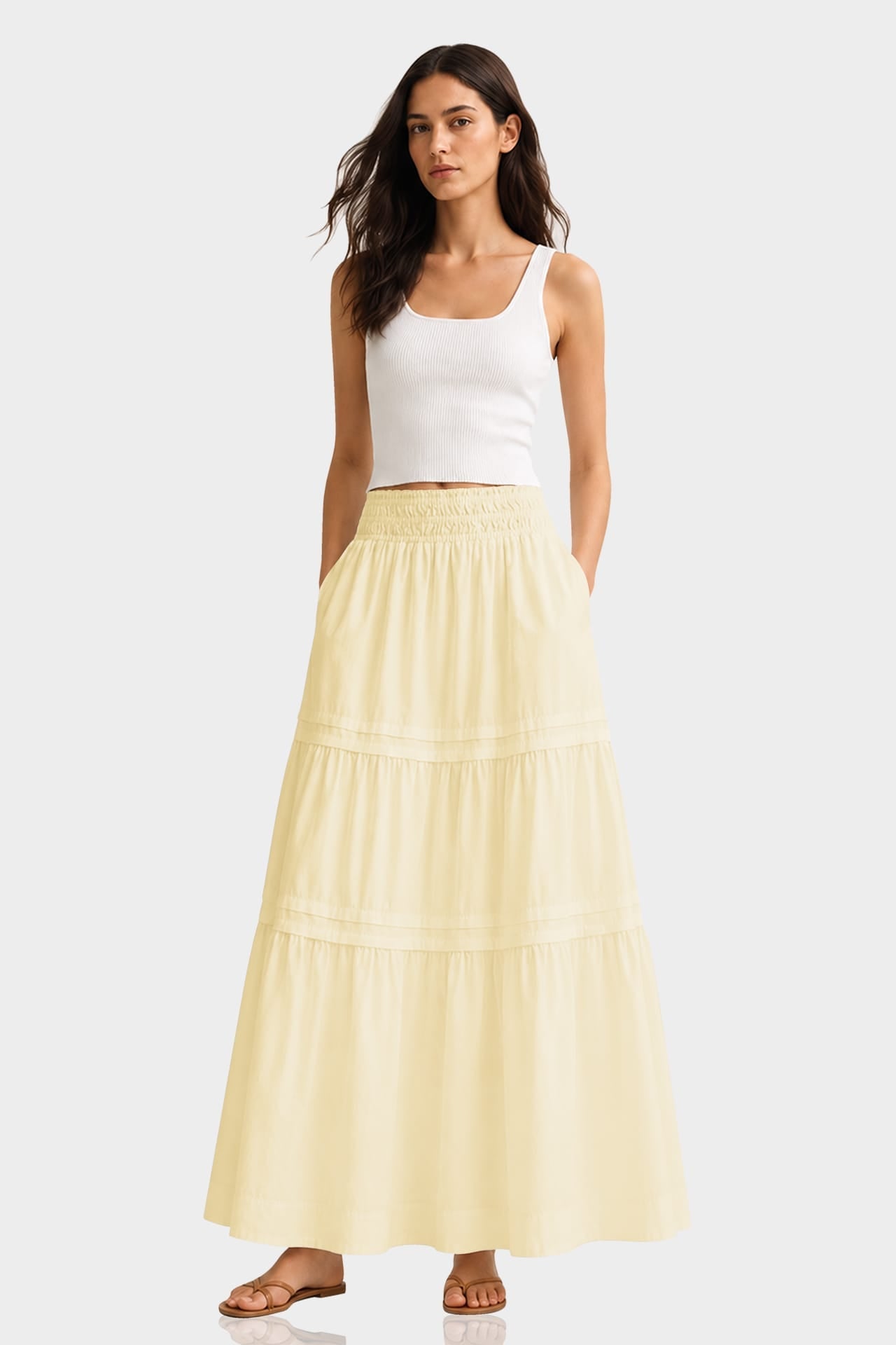 Champagne Everyday Cotton Maxi Skirt for Women – Casual Luxury Skirt
