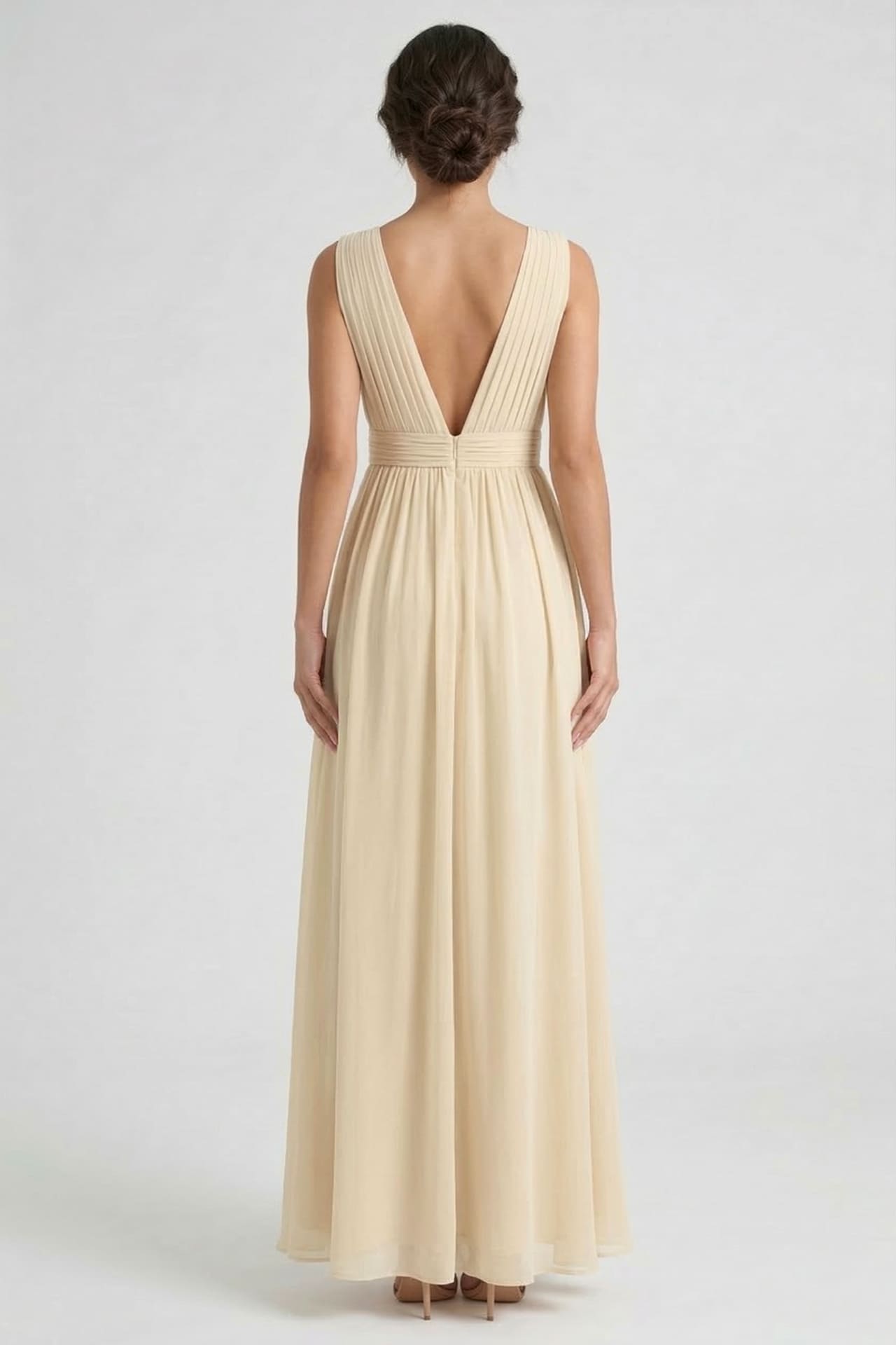 Champagne Heaven A-Line Wedding Guest Dress with V Neck by Shahsi